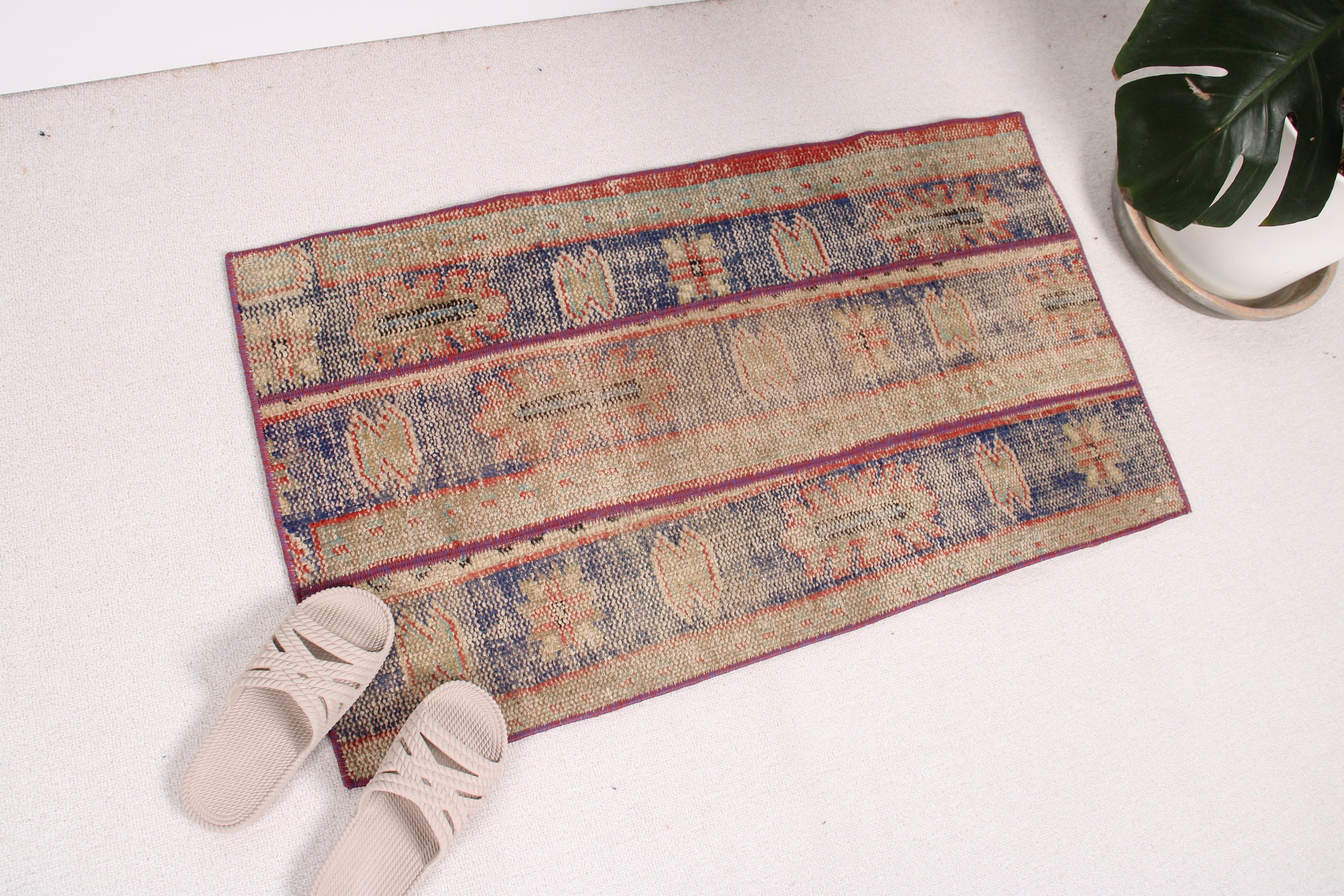 1.8x3.2 ft Small Rug, Vintage Rug, Rugs for Kitchen, Blue Wool Rug, Cool Rugs, Wall Hanging Rugs, Turkish Rugs, Oushak Rug, Car Mat Rugs