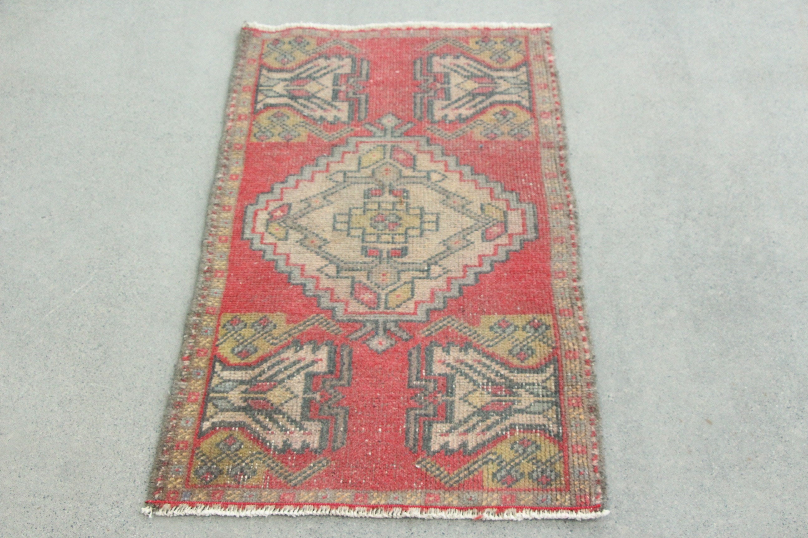 Rugs for Bath, Art Rug, Door Mat Rugs, Entry Rug, Vintage Rug, Red Bedroom Rug, 1.8x3.1 ft Small Rug, Wool Rug, Oriental Rug, Turkish Rug