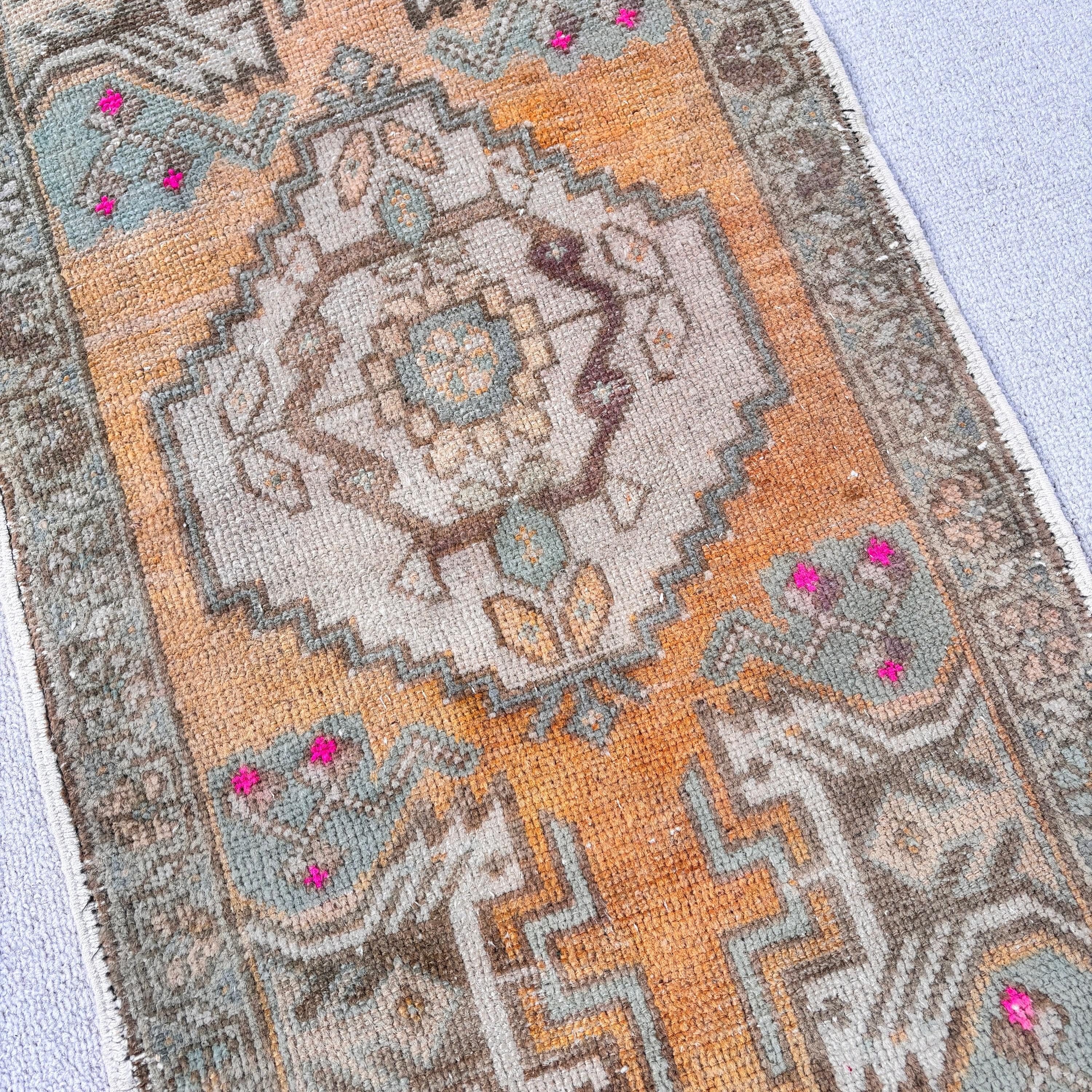 1.6x3 ft Small Rugs, Small Area Rugs, Turkish Rug, Vintage Rugs, Anatolian Rugs, Handmade Rug, Orange Wool Rug, Small Boho Rug, Cool Rug