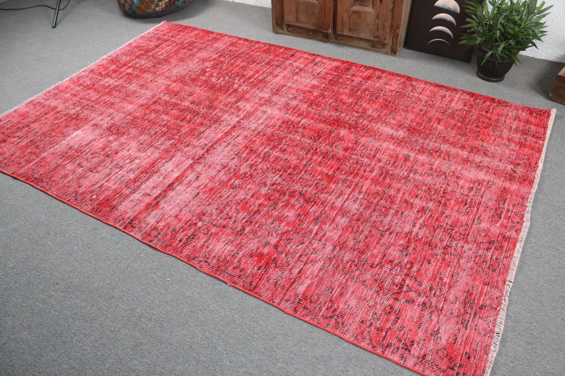 Dining Room Rugs, Red Boho Rugs, Aztec Rug, 5.5x8.4 ft Large Rug, Vintage Rugs, Luxury Rug, Turkish Rug, Home Decor Rugs, Salon Rug