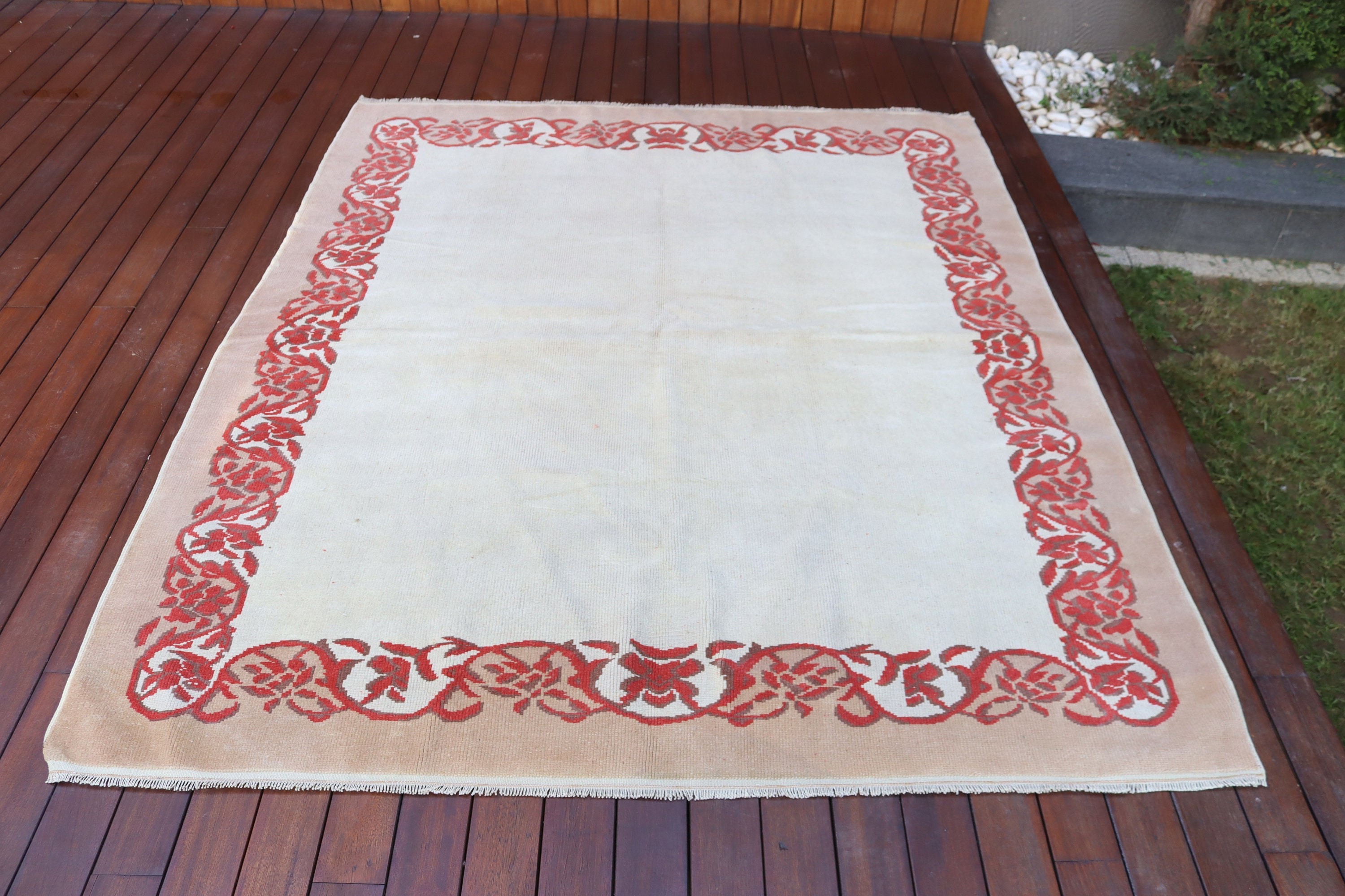 Türk Halısı, Bej Fas Halısı, Fas Halısı, Yatak Odası Halıları, Vintage Halı, 5.4x6.6 ft Alan Halısı, Yer Halısı, Modern Halı, El Dokuma Halılar