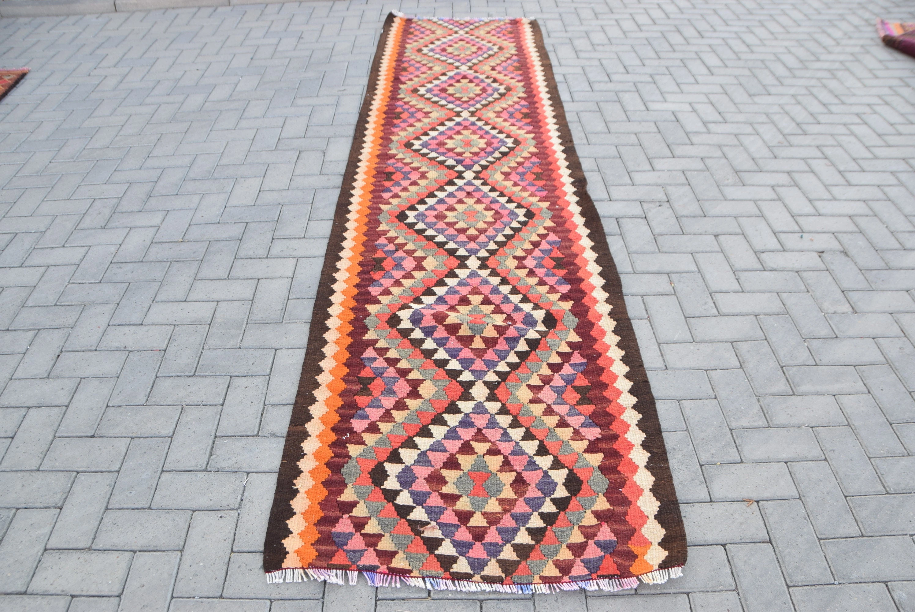 Red Kitchen Rug, Oushak Rug, Vintage Rug, Floral Runner Rug Rugs, Rugs for Runner, 2.9x10.9 ft Runner Rug, Turkish Rug, Antique Rugs