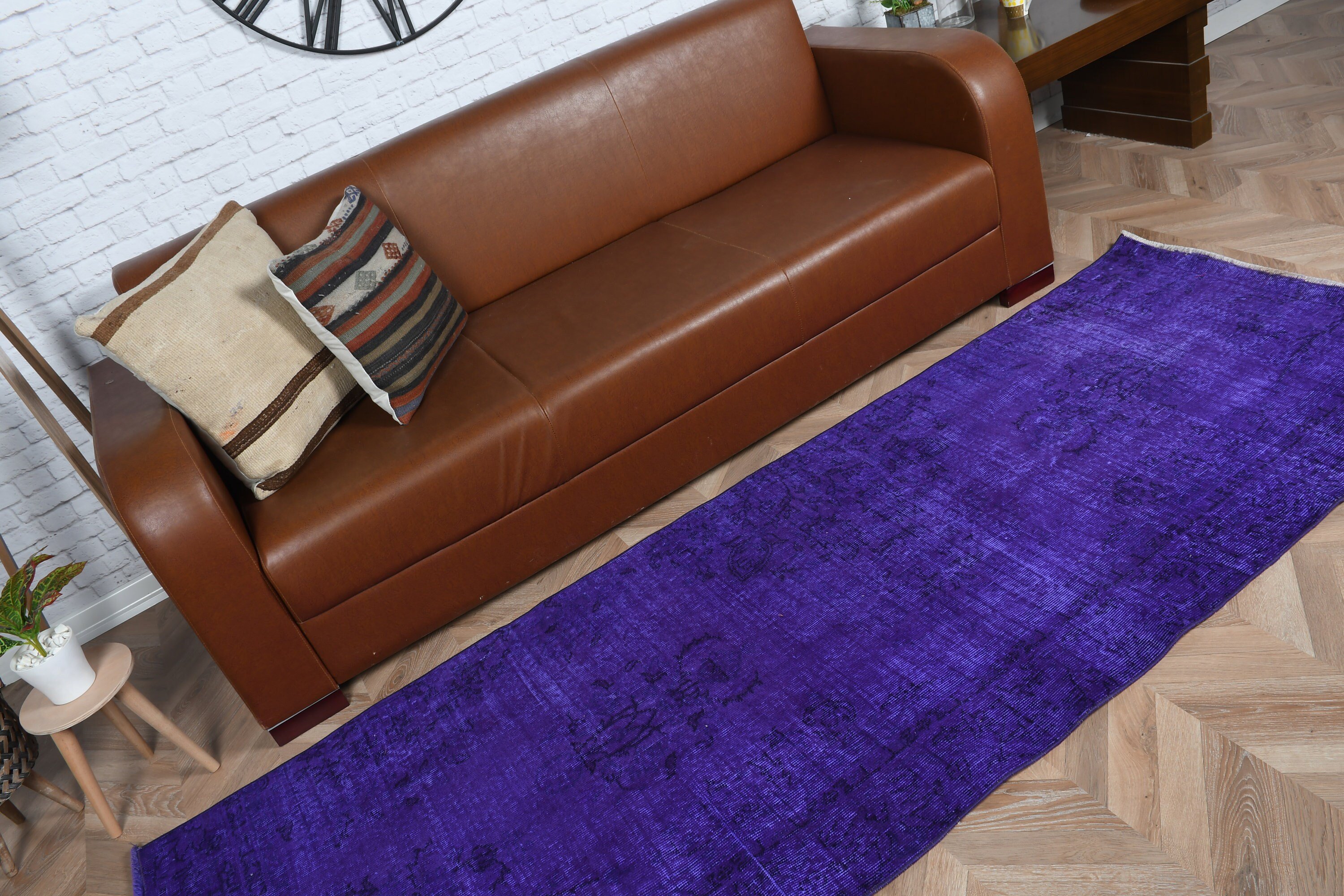 3x8.2 ft Runner Rug, Turkish Rugs, Vintage Rug, Stair Rugs, Wool Rugs, Oriental Rugs, Rugs for Runner, Purple Antique Rug, Corridor Rug