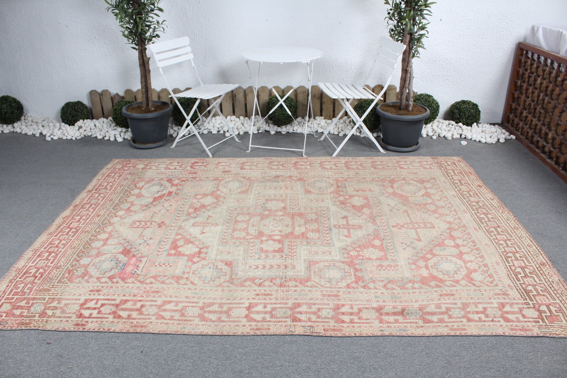 Beige Oushak Rug, Dining Room Rug, Salon Rugs, Rugs for Bedroom, Cool Rug, Turkish Rug, Vintage Rug, 5.9x8.9 ft Large Rugs, Oushak Rug