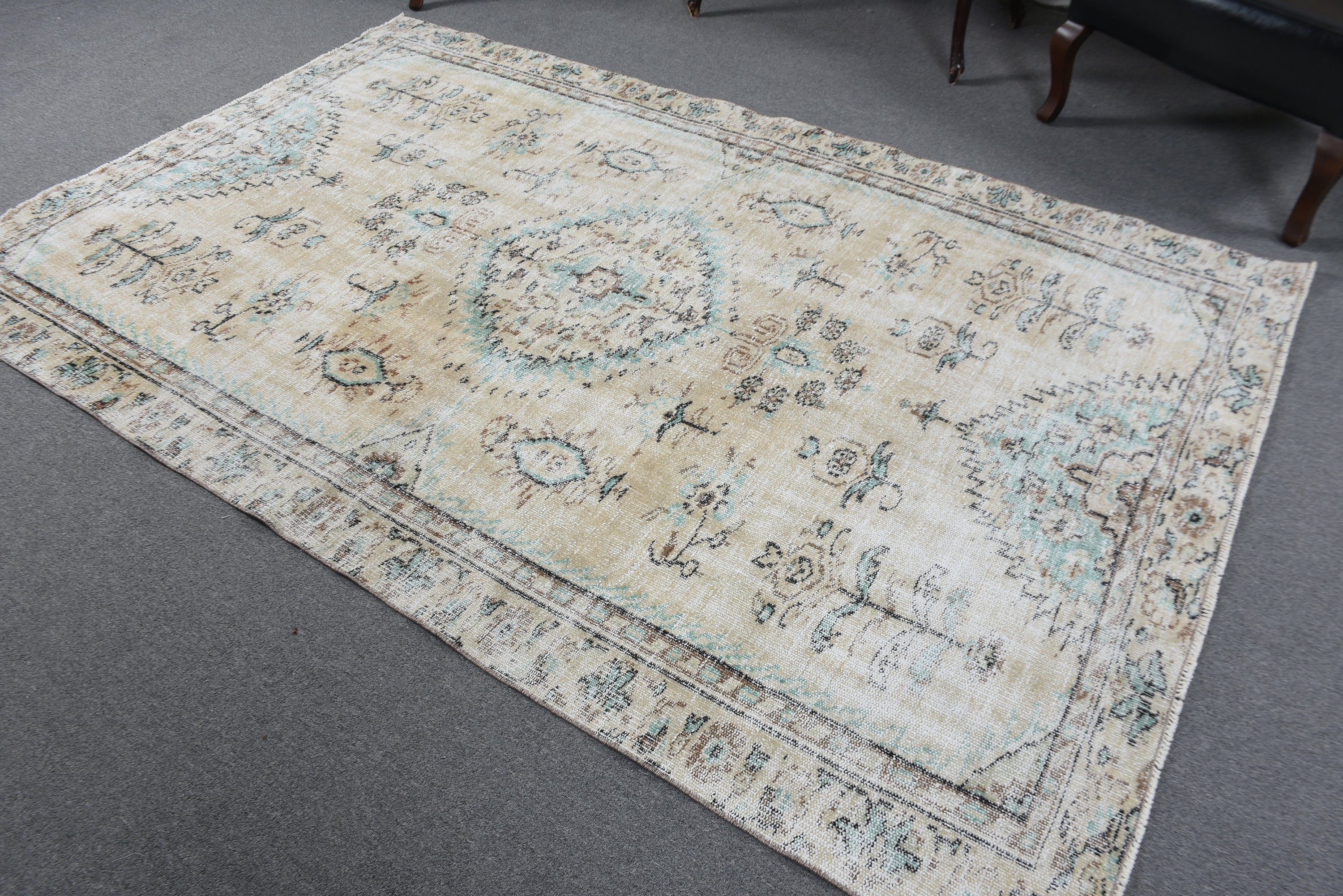 Vintage Halılar, Yatak Odası Halısı, 5,3x8,3 ft Büyük Halı, Büyük Boho Halısı, Beyaz Oryantal Halı, Aztek Halısı, Bildiri Halısı, Türk Halısı, Yemek Odası Halısı