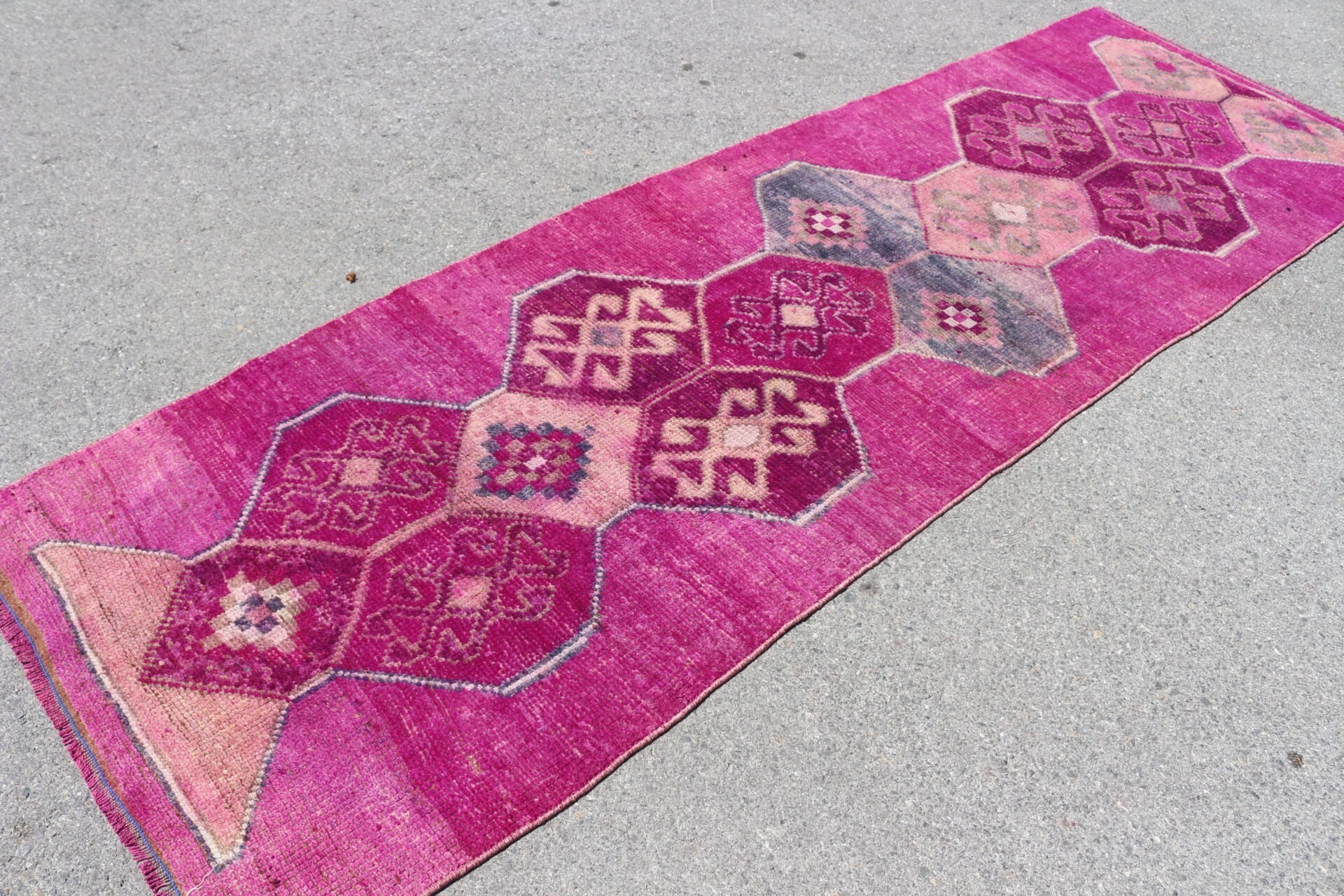 Merdiven Halıları, Vintage Halılar, Pembe Oushak Halı, 3,3x10,3 ft Koşucu Halısı, Merdiven Halısı, Organik Halı, Mutfak Halısı, Yatak Odası Halısı, Türk Halısı