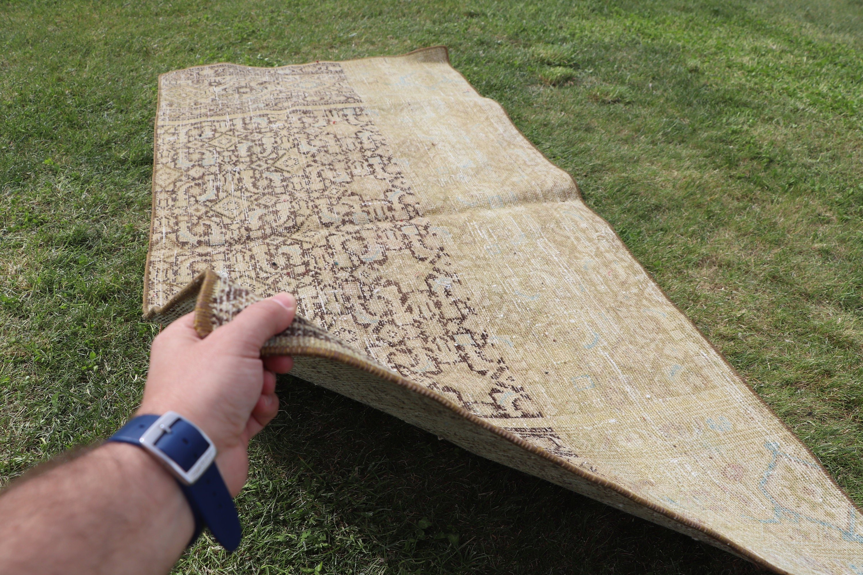 Bath Rug, Handwoven Rugs, Beige  2.4x5.2 ft Small Rugs, Small Vintage Rug, Vintage Rug, Antique Rug, Turkish Rug, Bedroom Rug