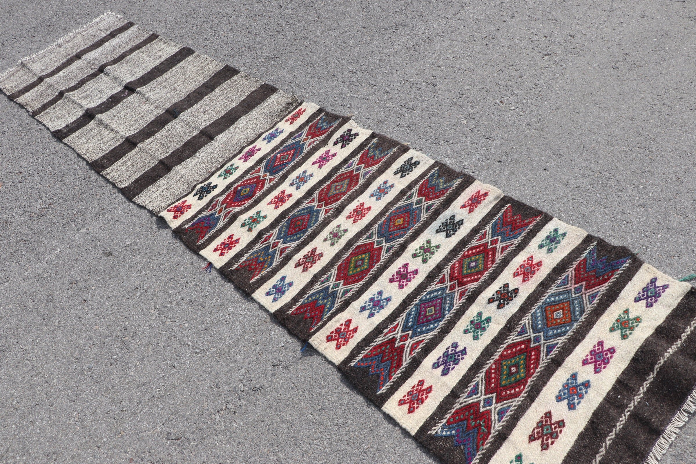 Koridor Halıları, Bej Oryantal Halı, Vintage Halı, Türk Halısı, Mutfak Halısı, Sanat Halısı, Oryantal Halı, Kilim, 2.4x10.9 ft Yolluk Halısı