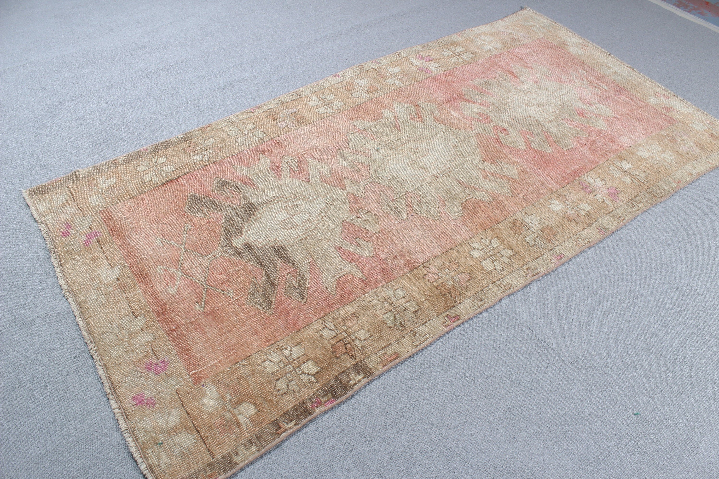 Living Room Rug, Boho Area Rug, Floor Rugs, 3.8x7.5 ft Area Rugs, Rugs for Area, Turkish Rugs, Vintage Rugs, Pink Floor Rug, Modern Rug