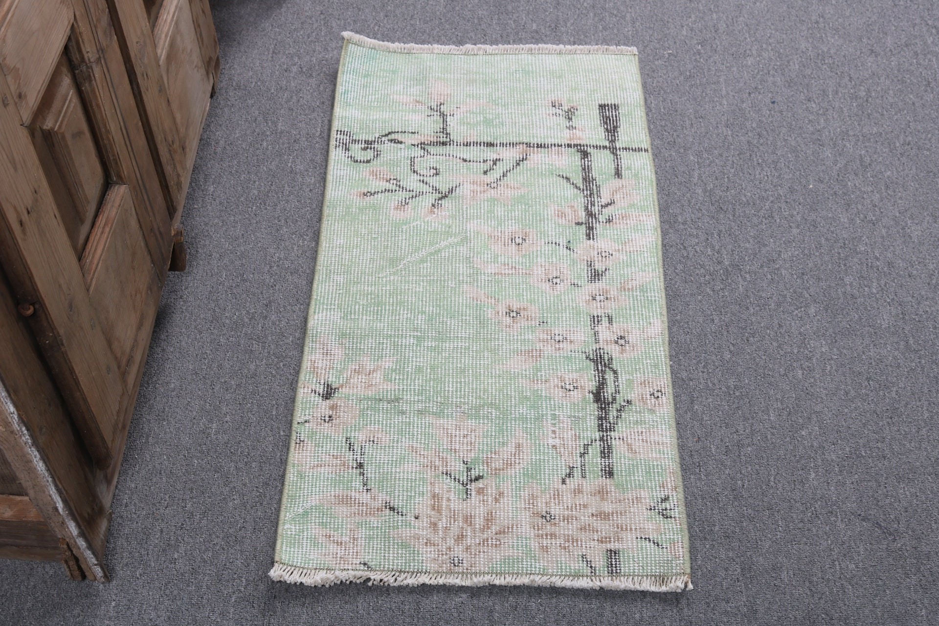 Anatolian Rug, Green Luxury Rug, Vintage Rugs, Nursery Rug, 1.5x2.9 ft Small Rug, Cool Rug, Small Boho Rugs, Turkish Rug, Decorative Rug