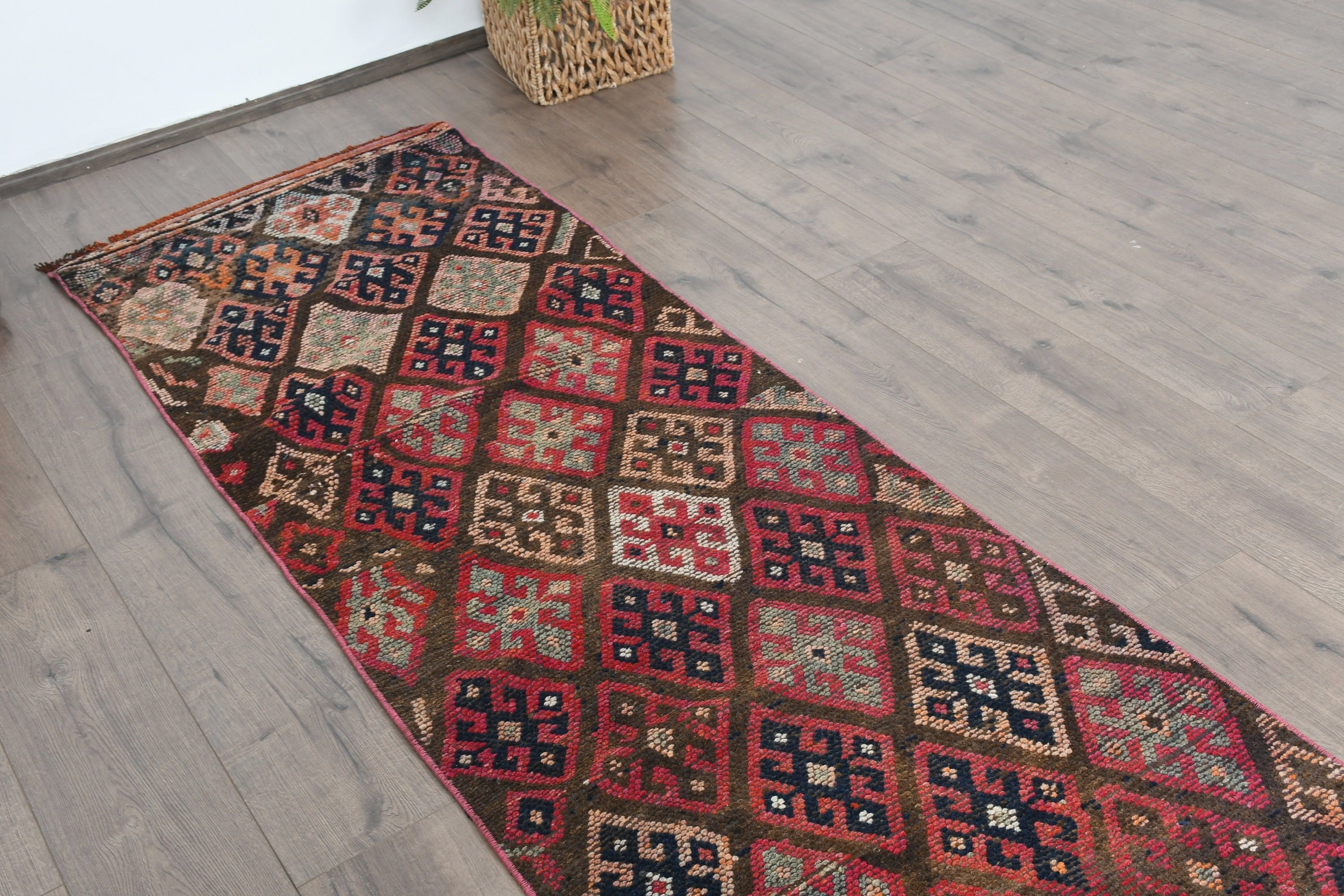 Hallway Rugs, Rugs for Stair, Anatolian Rug, Vintage Rugs, 2.4x10 ft Runner Rug, Corridor Rug, Red Wool Rugs, Turkish Rugs, Kitchen Rug