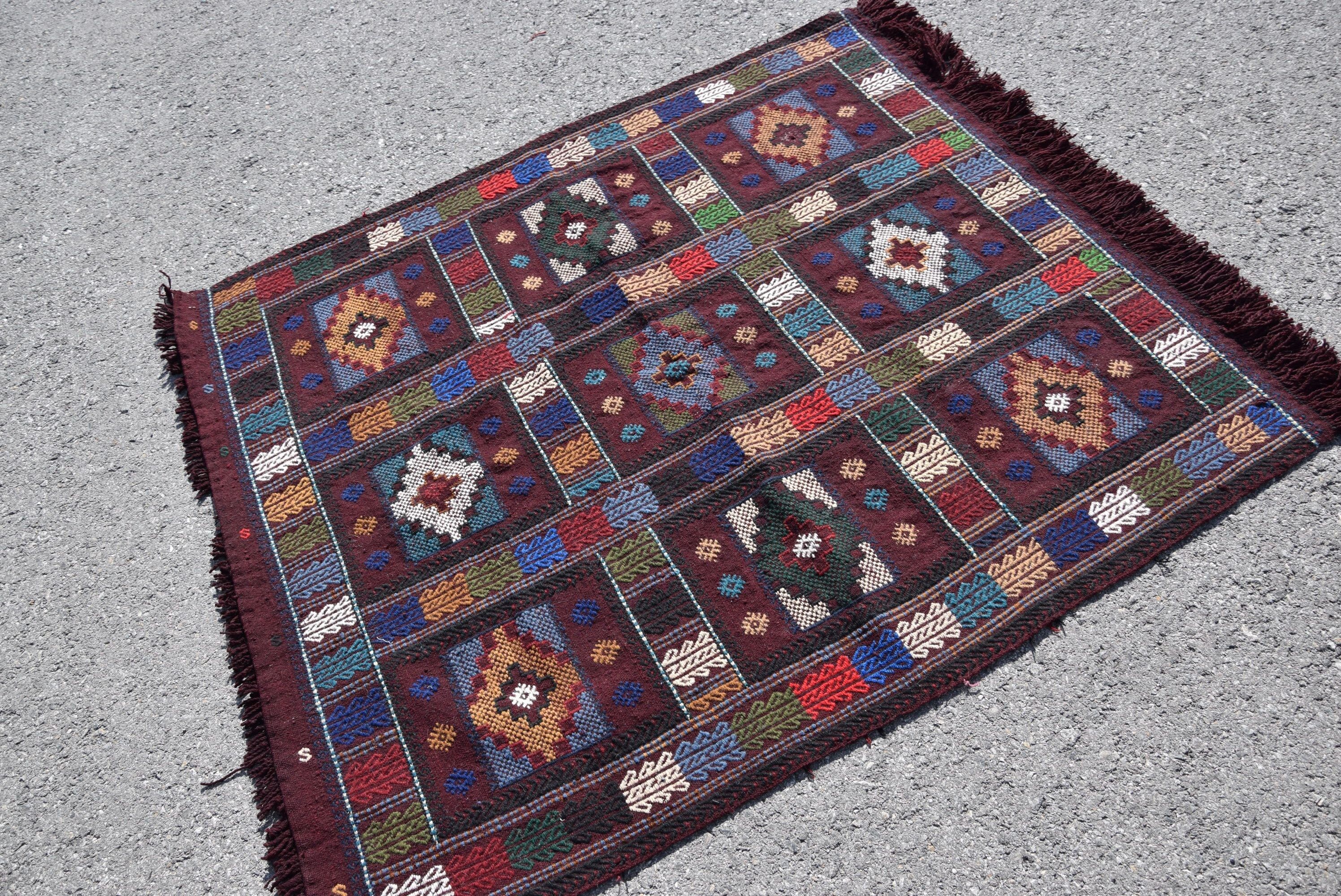 4.1x4.8 ft Accent Halı, Soluk Halılar, Vintage Halılar, Mor Fas Halısı, Yatak Odası Halısı, Kilim, Antika Halılar, Havalı Halı, Mutfak Halısı, Türk Halısı