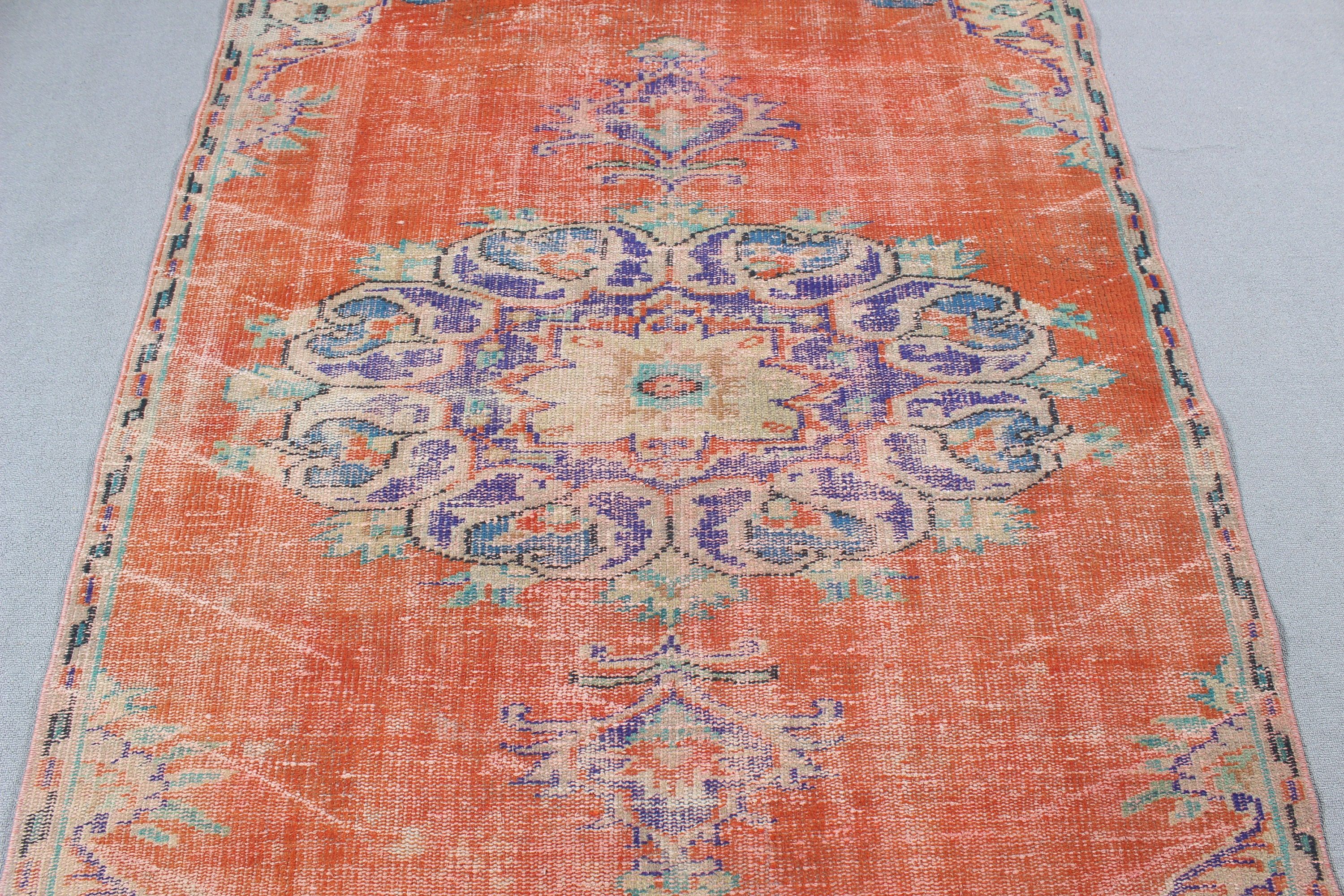 Geometric Rugs, Rugs for Vintage Area, Floor Rugs, Orange Neutral Rug, 4.4x8 ft Area Rugs, Turkish Rugs, Nursery Rugs, Vintage Rug