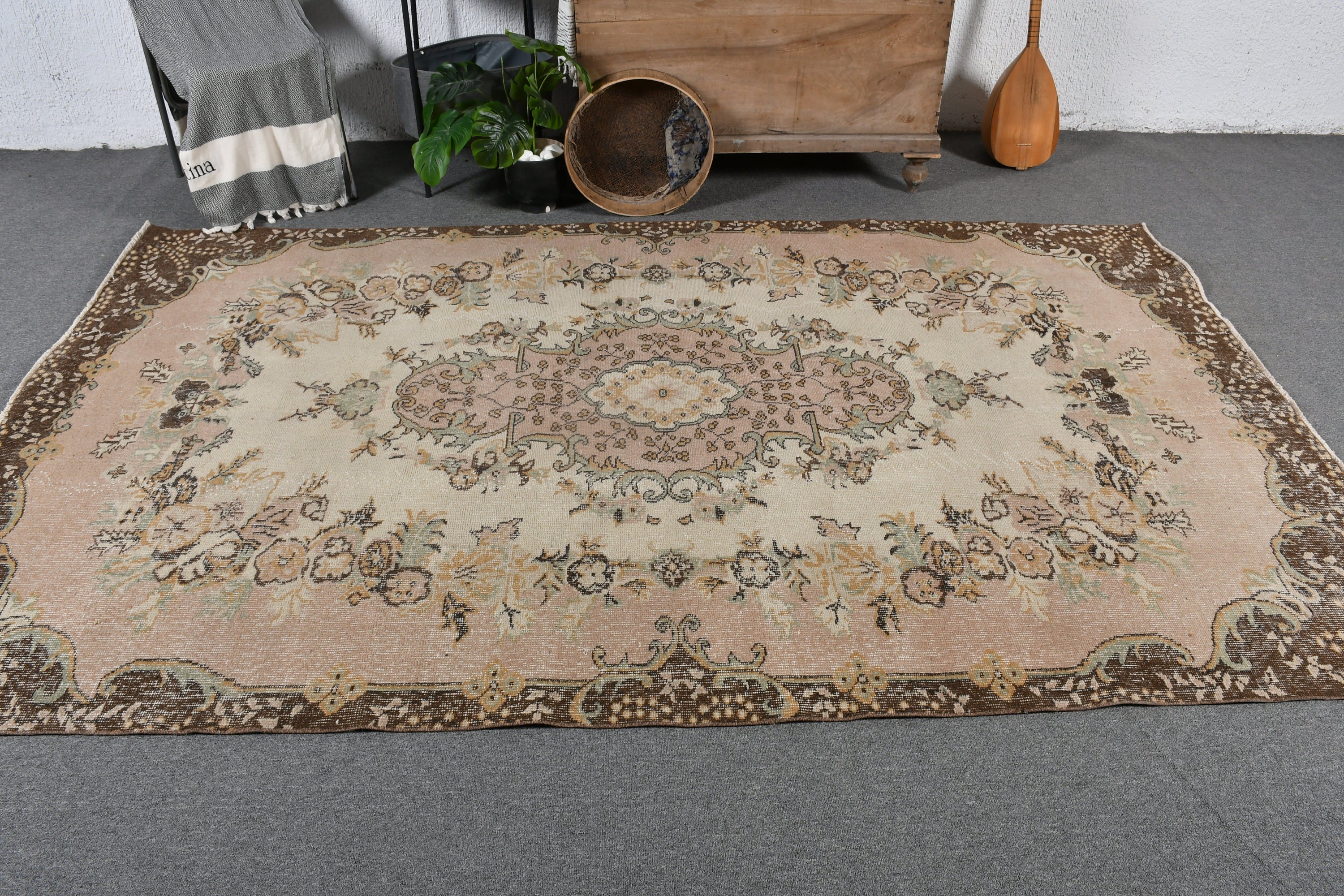 Vintage Rugs, Beige Moroccan Rugs, Salon Rugs, 5.4x9.2 ft Large Rug, Turkish Rug, Custom Rug, Antique Rugs, Living Room Rugs