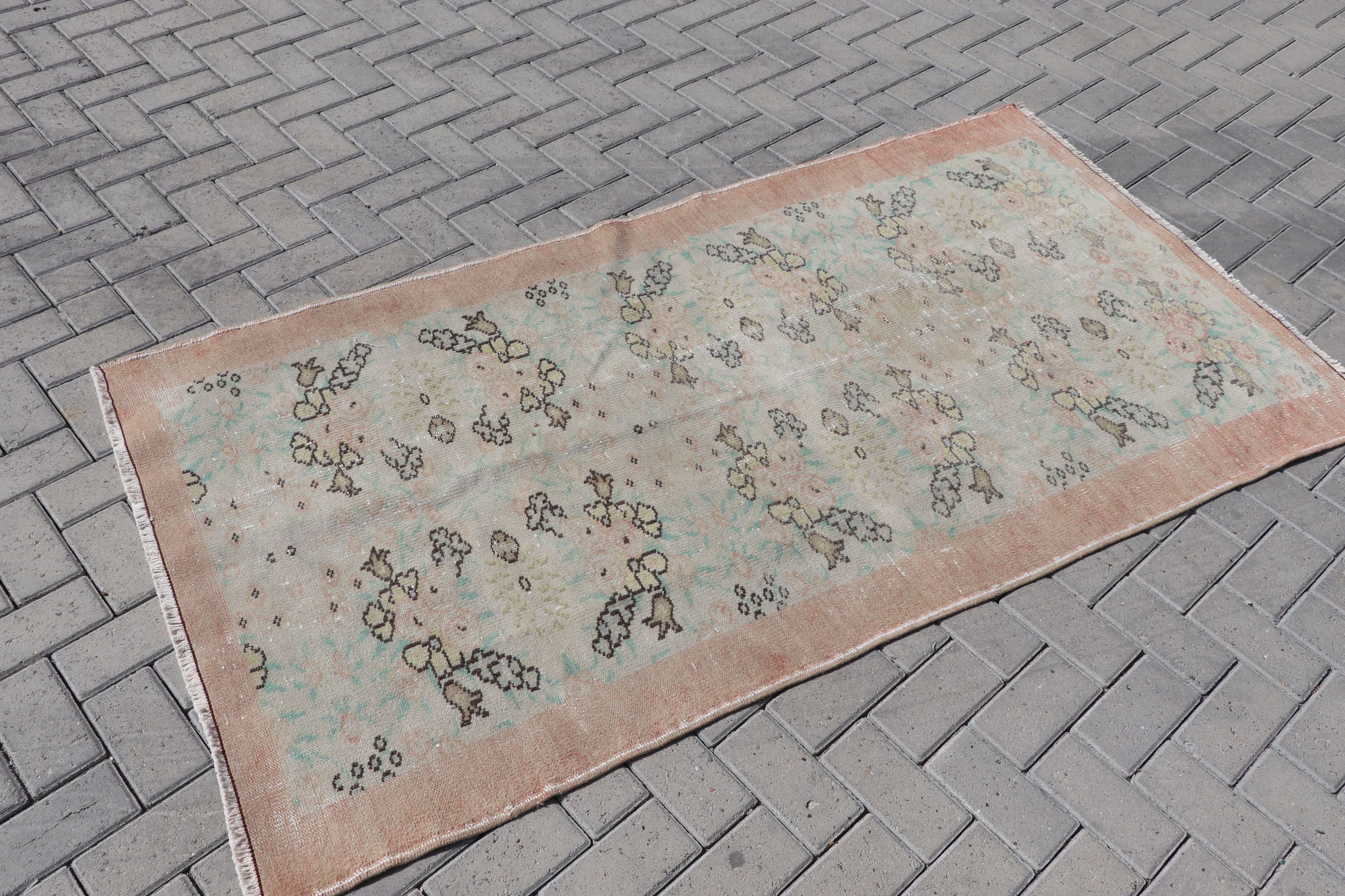 3.6x6.8 ft Area Rug, Wool Rug, Nursery Rugs, Rugs for Indoor, Bedroom Rugs, Vintage Rug, Beige Antique Rugs, Turkish Rug