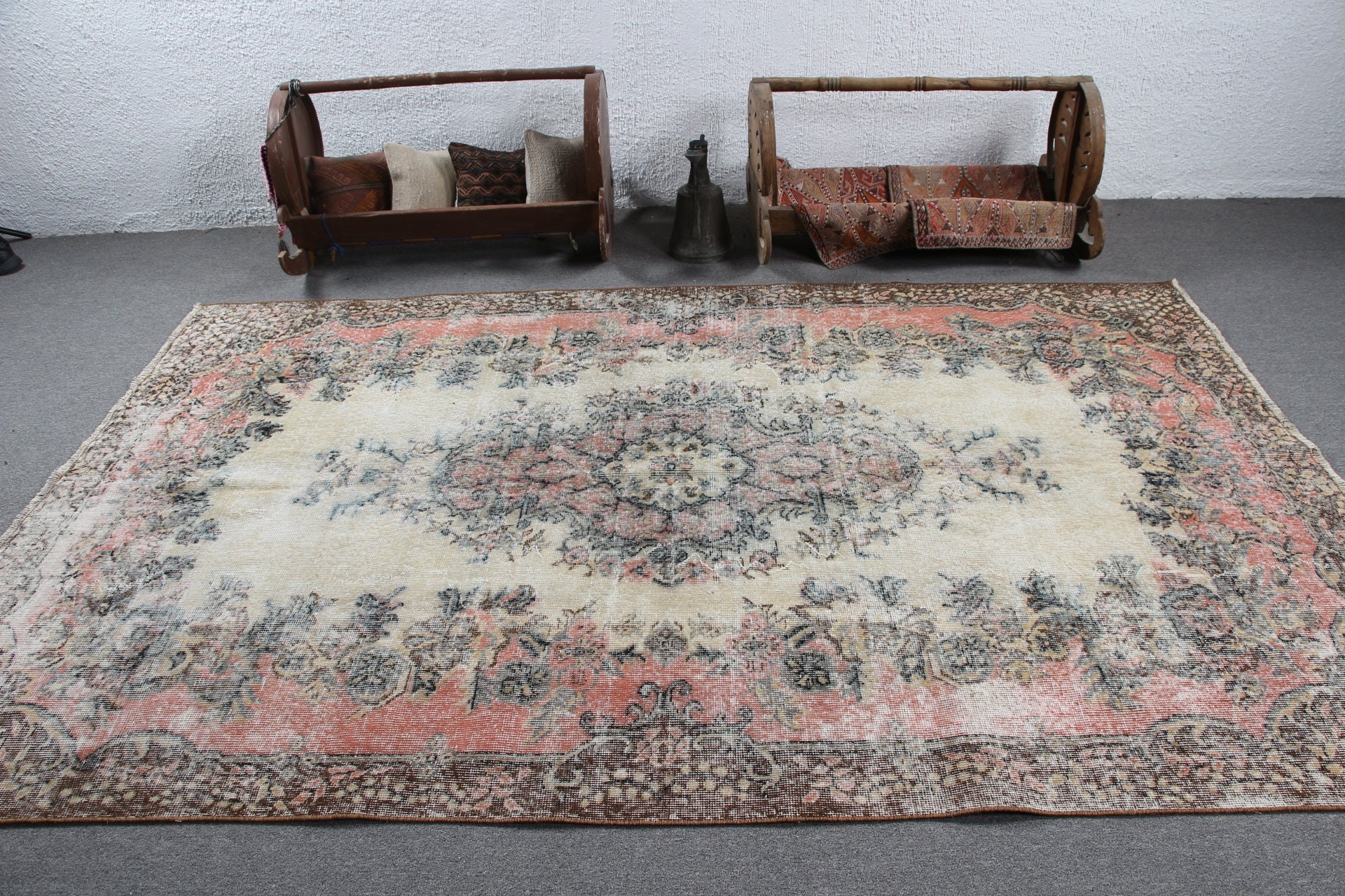 Bedroom Rug, Pink Kitchen Rug, Home Decor Rugs, Turkish Rug, 6x9.4 ft Large Rug, Dining Room Rugs, Old Rug, Vintage Rug