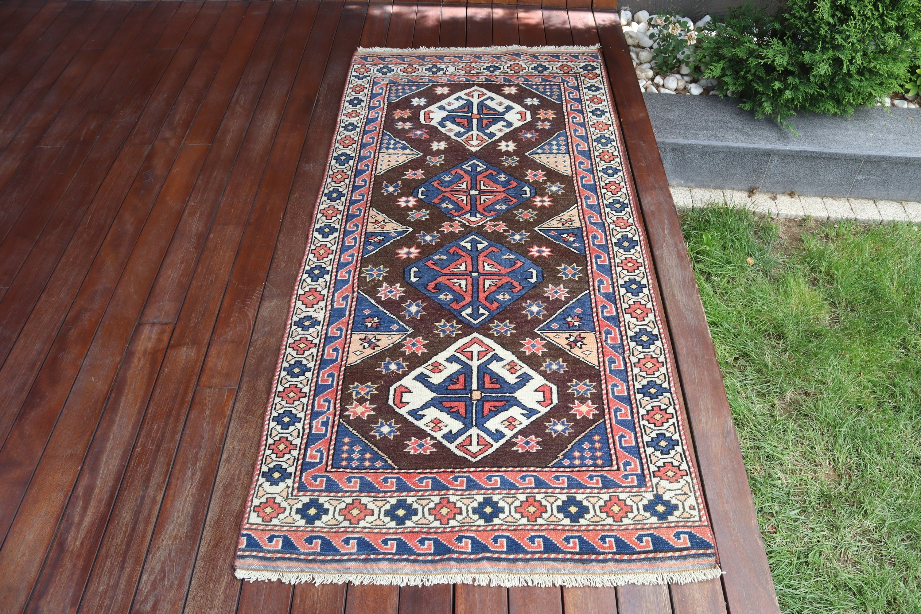 Oriental Rug, 2.8x6 ft Accent Rugs, Bedroom Rug, Turkish Rugs, Vintage Rugs, Aesthetic Rugs, Blue Oriental Rugs, Kitchen Rug