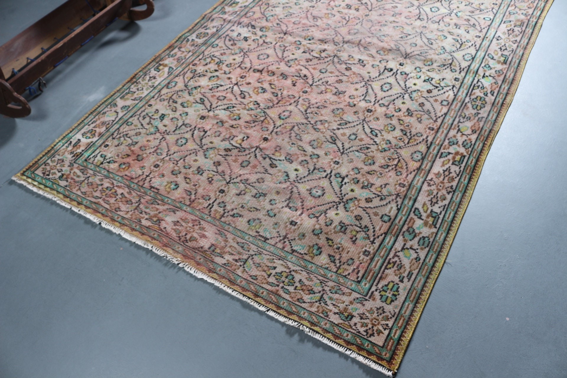 Yemek Odası Halısı, Vintage Dekor Halısı, Türk Halısı, Pembe Oryantal Halısı, Havalı Halısı, 6.1x8.8 ft Büyük Halısı, Vintage Halısı, Yatak Odası Halısı