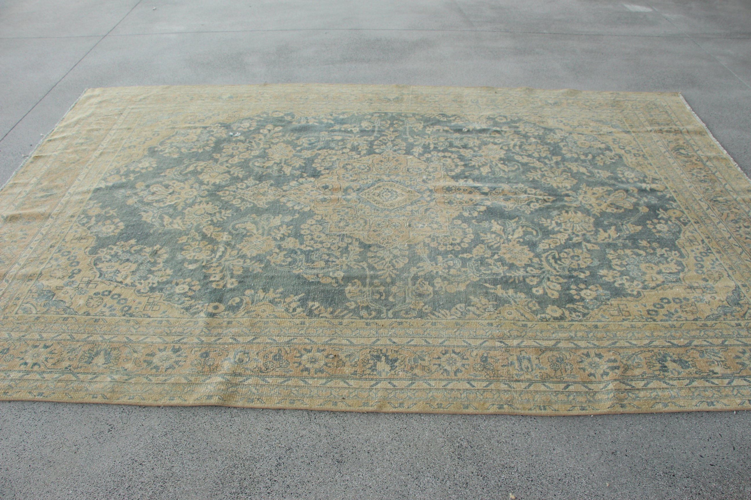 Salon Halıları, Bej Soğuk Halı, Türk Halısı, Yatak Odası Halısı, Büyük Vintage Halılar, El Dokuma Halılar, 6,7x10,3 ft Büyük Halı, Vintage Halılar, Boho Halı