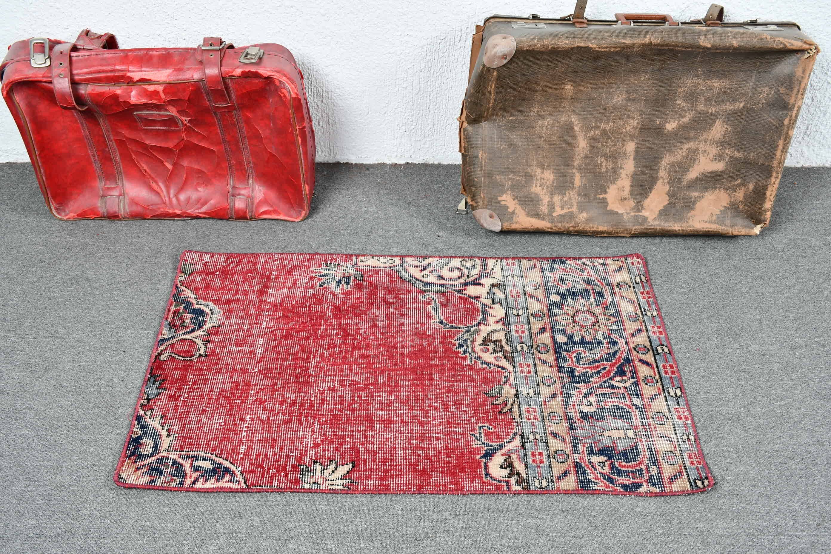 Vintage Rug, Door Mat Rugs, Art Rug, Antique Rug, Red Cool Rug, 2x3.6 ft Small Rugs, Entry Rug, Turkish Rugs, Floor Rugs, Rugs for Bedroom