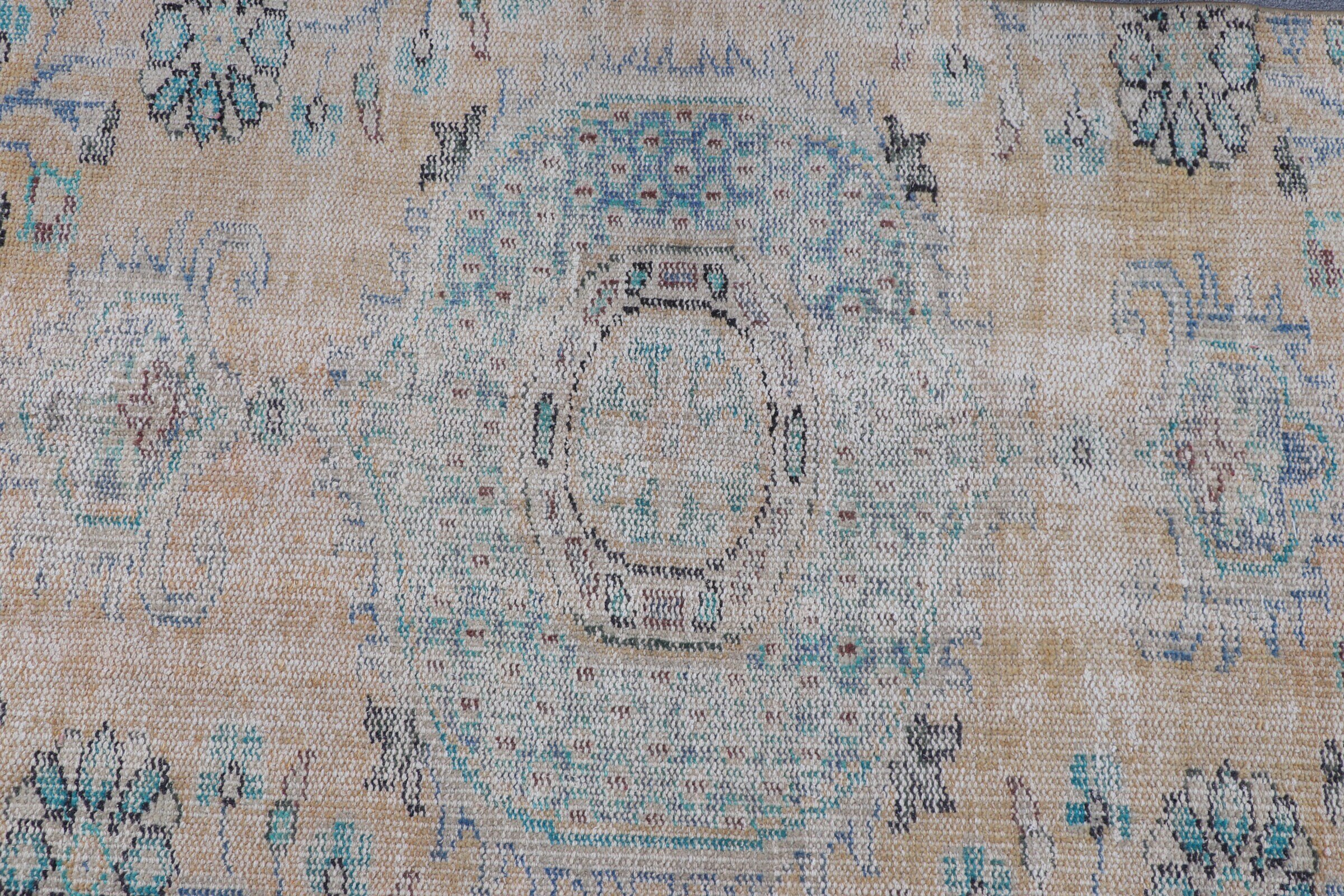 Ev Dekor Halısı, Vintage Halı, 2.6x7.5 ft Yolluk Halısı, Koridor Halıları, Türk Halısı, Merdiven Halıları, Yatak Odası Halısı, Mutfak Halısı, Sarı Oushak Halısı