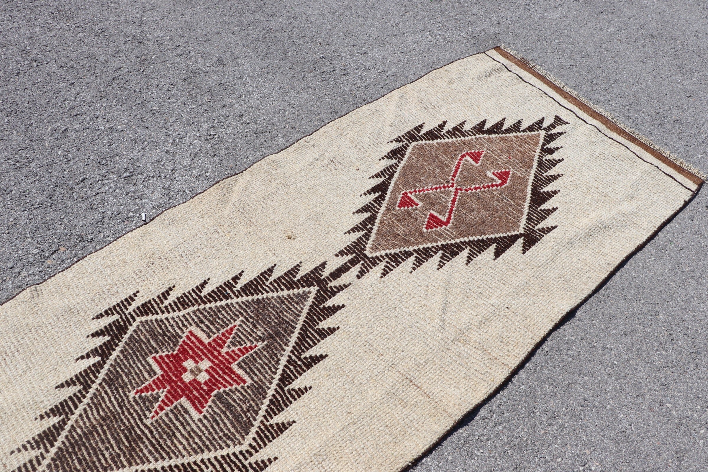 Oushak Rug, Vintage Rugs, Rugs for Hallway, Turkish Rug, Corridor Rug, Beige Bedroom Rug, Floor Rug, Stair Rug, 3.1x11.7 ft Runner Rugs