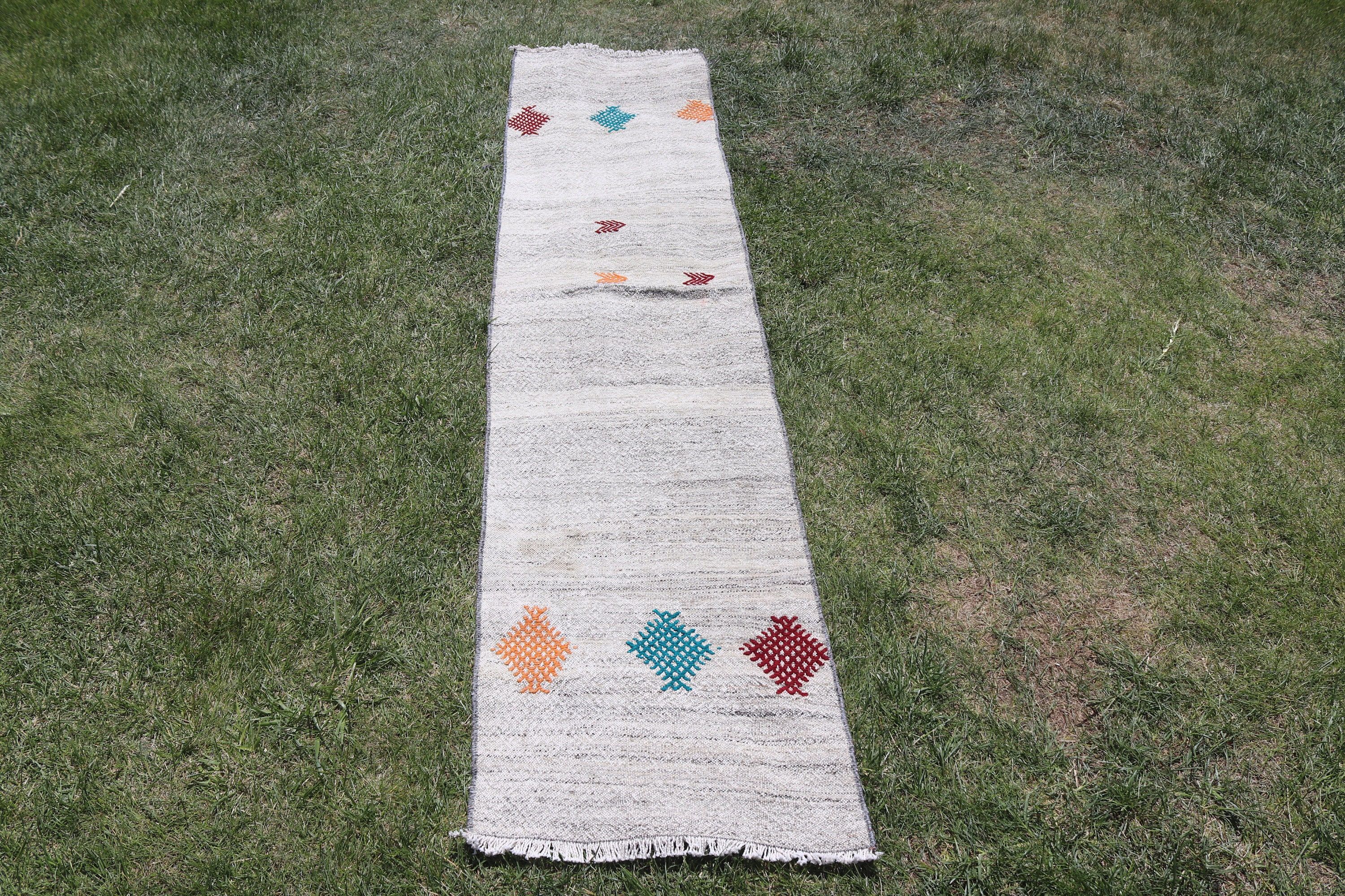 Kilim, Vintage Runner Halı, 1.6x7.2 ft Runner Halılar, Vintage Halılar, Bej Boho Halılar, Mutfak Halısı, El Dokuma Halı, Koridor Halısı, Türk Halıları