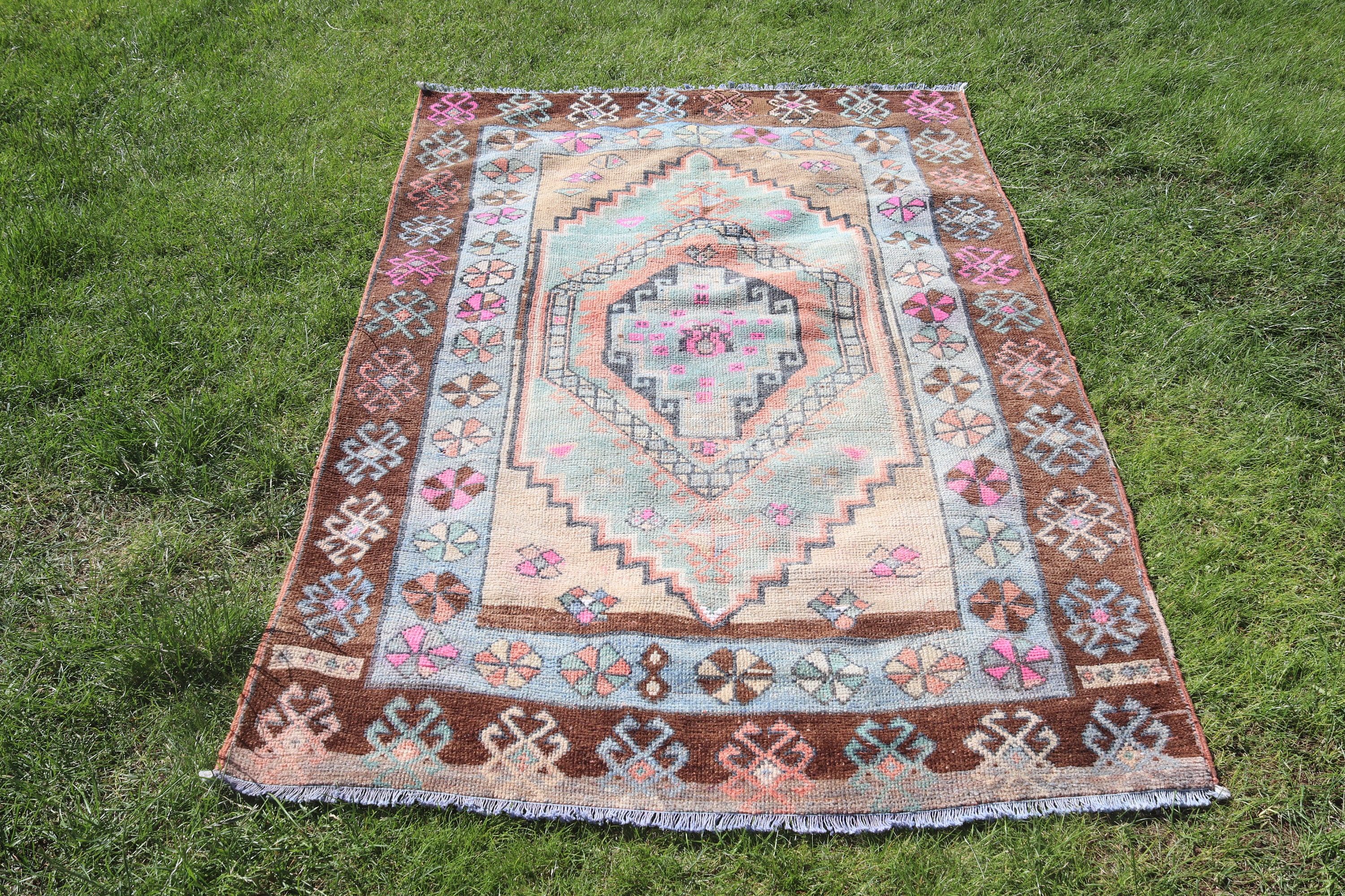 Lüks Halı, Türk Halıları, Kahverengi Fas Halısı, Boho Vurgulu Halılar, Vintage Vurgulu Halılar, 3,8x6,1 ft Aksanlı Halı, Modern Halı, Vintage Halılar