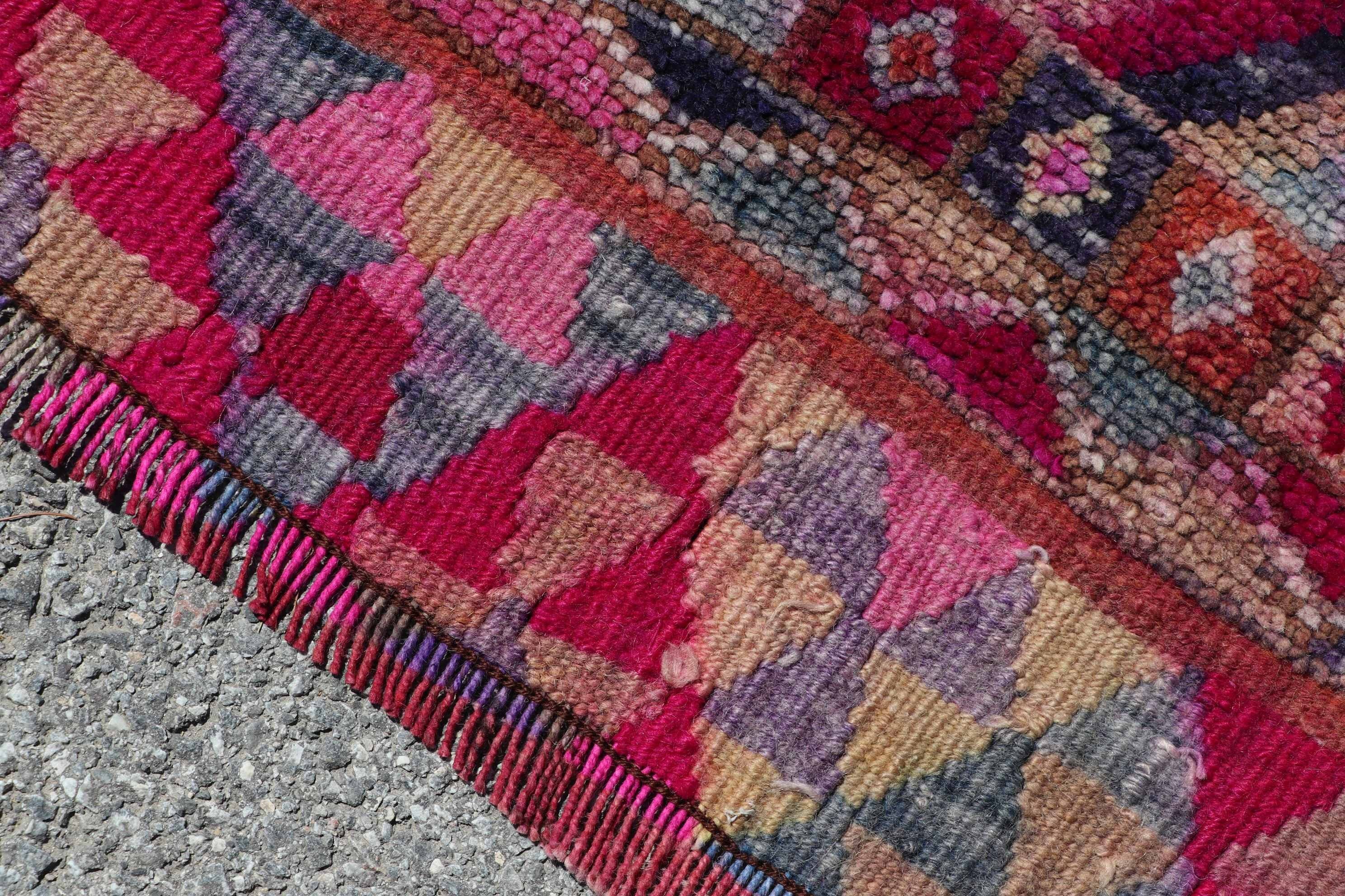 Vintage Rug, Turkish Rug, Rugs for Runner, 2.9x10.1 ft Runner Rugs, Bohemian Rug, Stair Rugs, Pink Floor Rug, Anatolian Rug, Cool Rug