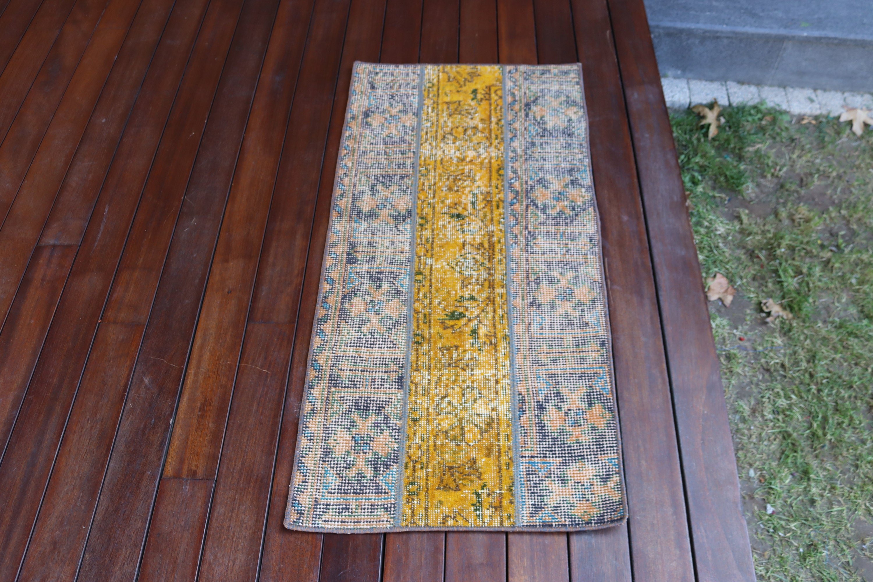 Yatak Odası Halıları, Vintage Halılar, Geometrik Halı, 1.7x3.6 ft Küçük Halılar, Küçük Alan Halıları, Türkiye Halısı, Anadolu Halısı, Türk Halısı, Mavi Yer Halıları