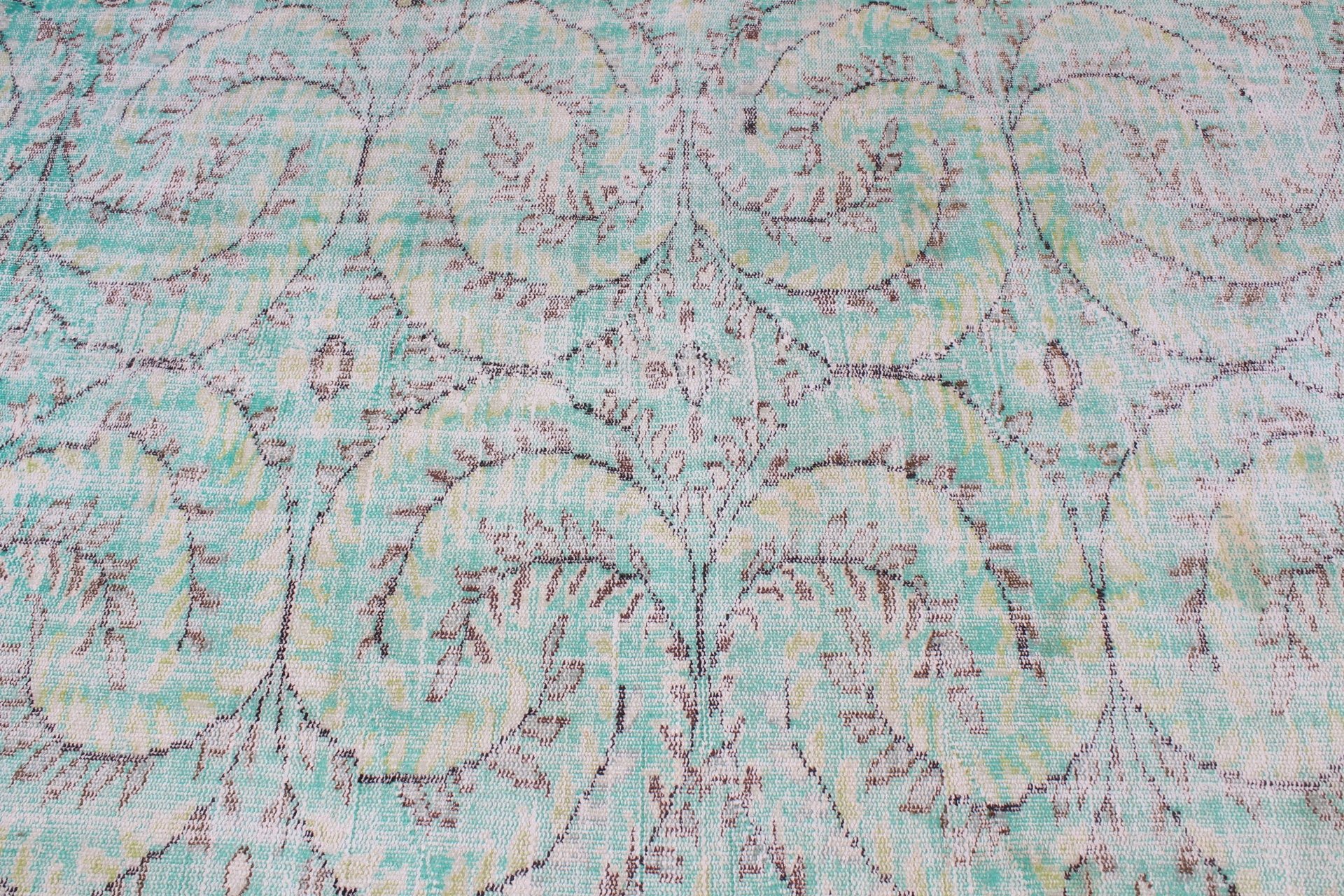 Distressed Rugs, Turkish Rug, Vintage Rug, Dining Room Rugs, Bedroom Rug, 6.2x8.3 ft Large Rug, Kitchen Rug, Green Wool Rugs