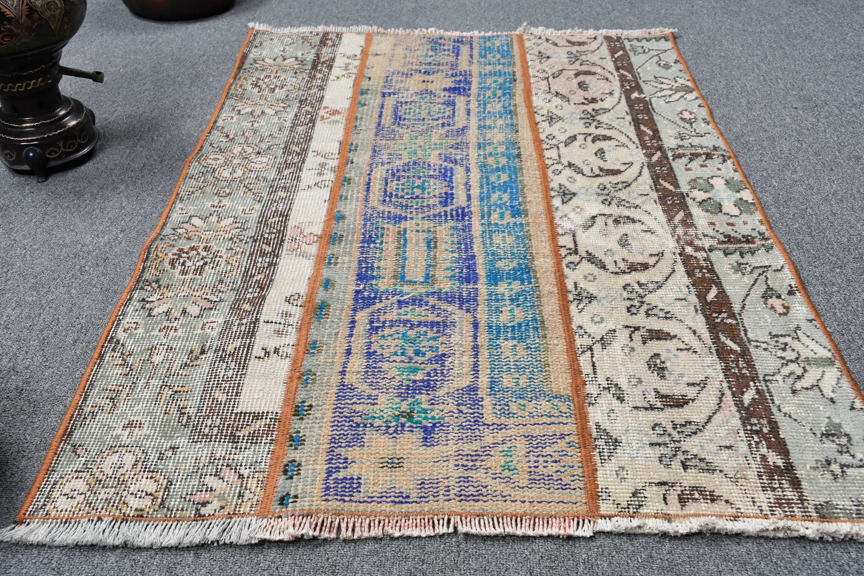 Moroccan Rug, Vintage Rugs, Turkish Rug, Floor Rugs, Pale Rug, Rugs for Wall Hanging, 2.6x3.8 ft Small Rug, Brown Floor Rugs, Bathroom Rug
