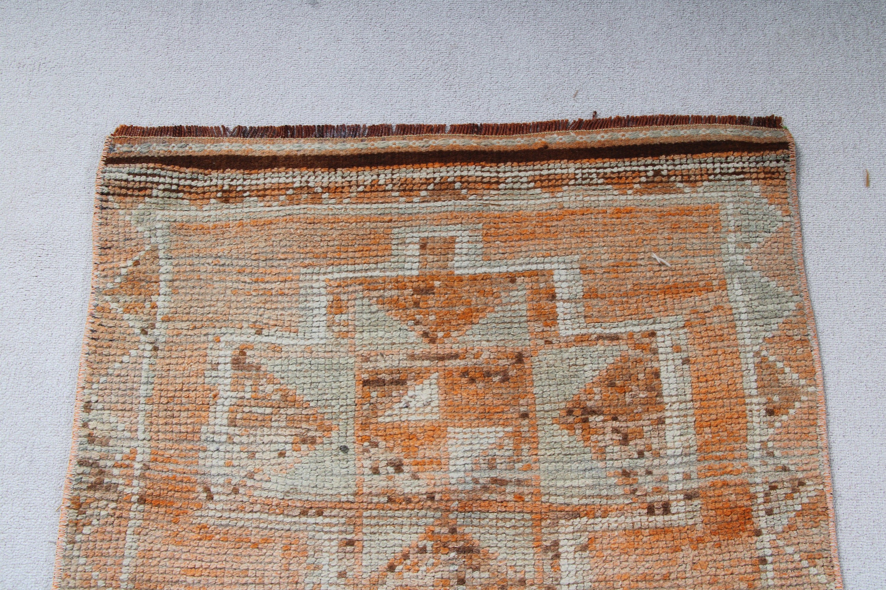 Vintage Rug, Bedroom Rugs, Anatolian Rug, Beni Ourain Runner Rug, Turkish Rug, Hallway Rug, Orange Oushak Rugs, 2.8x11.5 ft Runner Rug