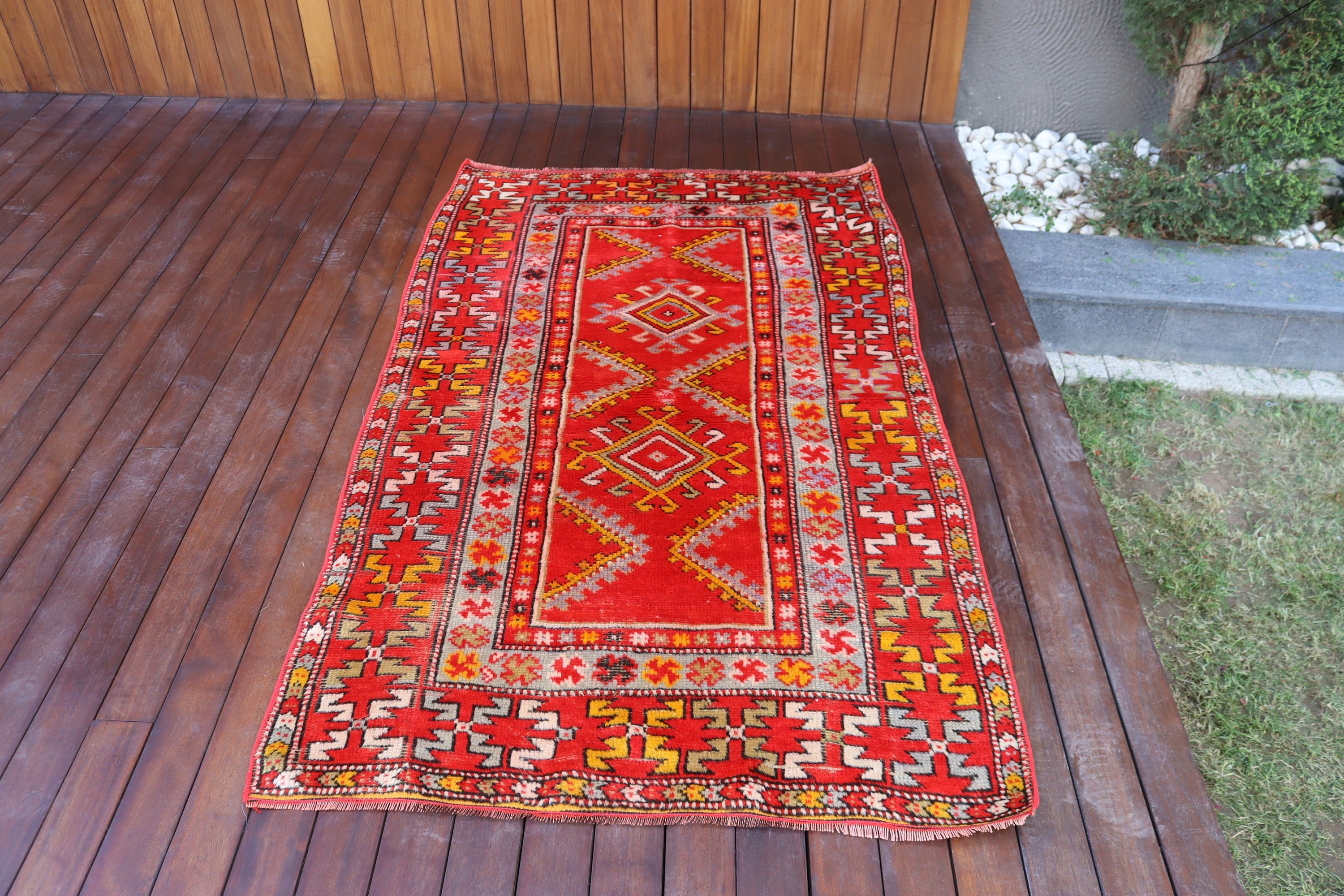 Fas Halısı, Kırmızı İfade Halıları, Vintage Halılar, Boho Vurgulu Halılar, 3,5x6 ft Vurgulu Halı, Düz Dokuma Halılar, Yatak Odası Halıları, Türk Halısı, Aztek Halısı