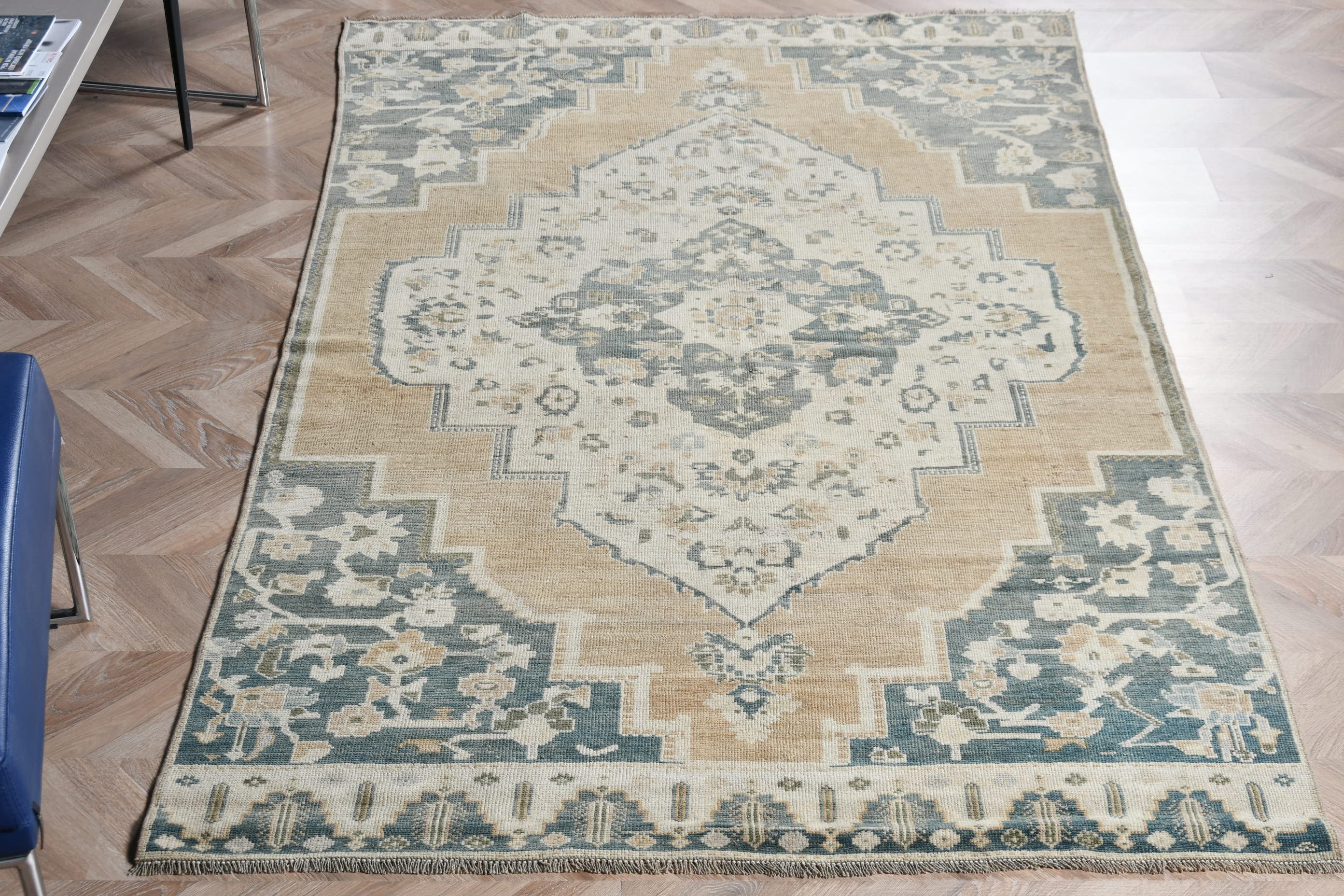 Havalı Halılar, Fas Halısı, Tasarımcı Halısı, 4,2x7,3 ft Alan Halısı, Yeşil Fas Halısı, Oturma Odası Halısı, İç Mekan Halısı, Vintage Halı, Türk Halısı