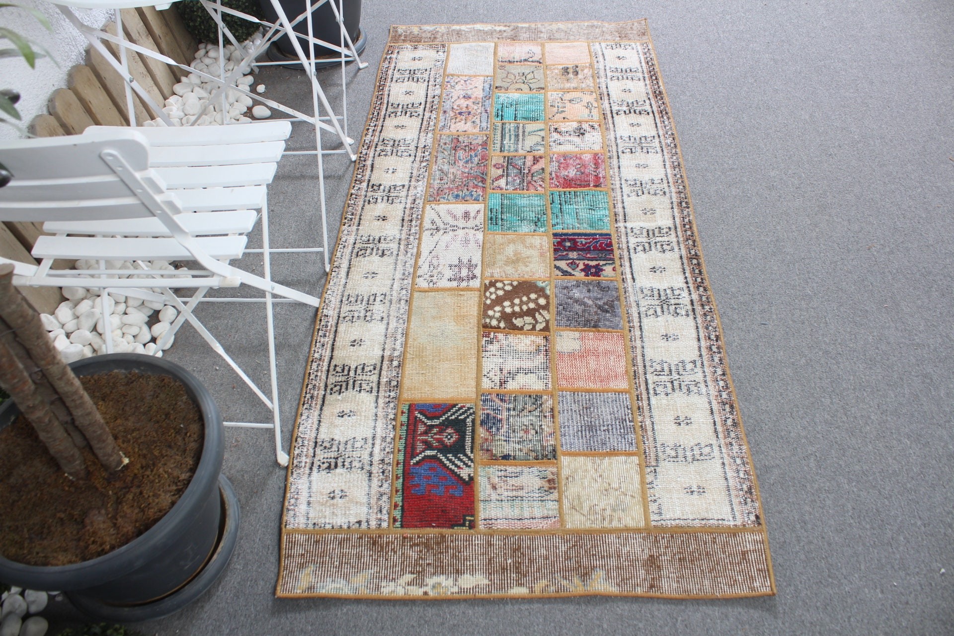 Entry Rug, Beige Wool Rug, Nursery Rug, Bedroom Rug, Turkish Rug, 2.9x6.4 ft Accent Rugs, Rugs for Kitchen, Vintage Rugs