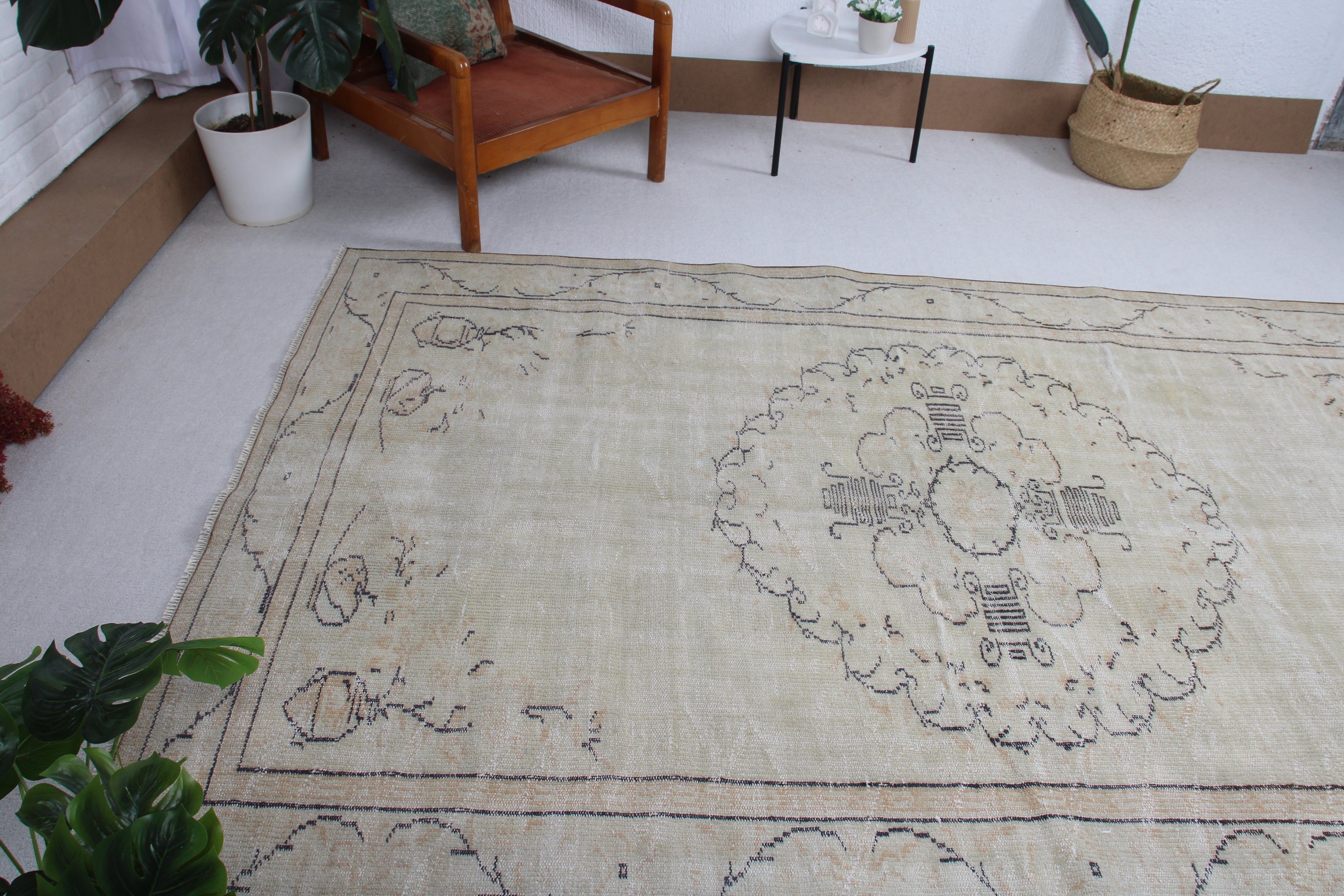 Vintage Halı, Oturma Odası Halıları, Yün Halılar, 5.6x9.1 ft Büyük Halılar, Mutfak Halıları, Büyük Vintage Halılar, Türk Halıları, Bej Antika Halılar