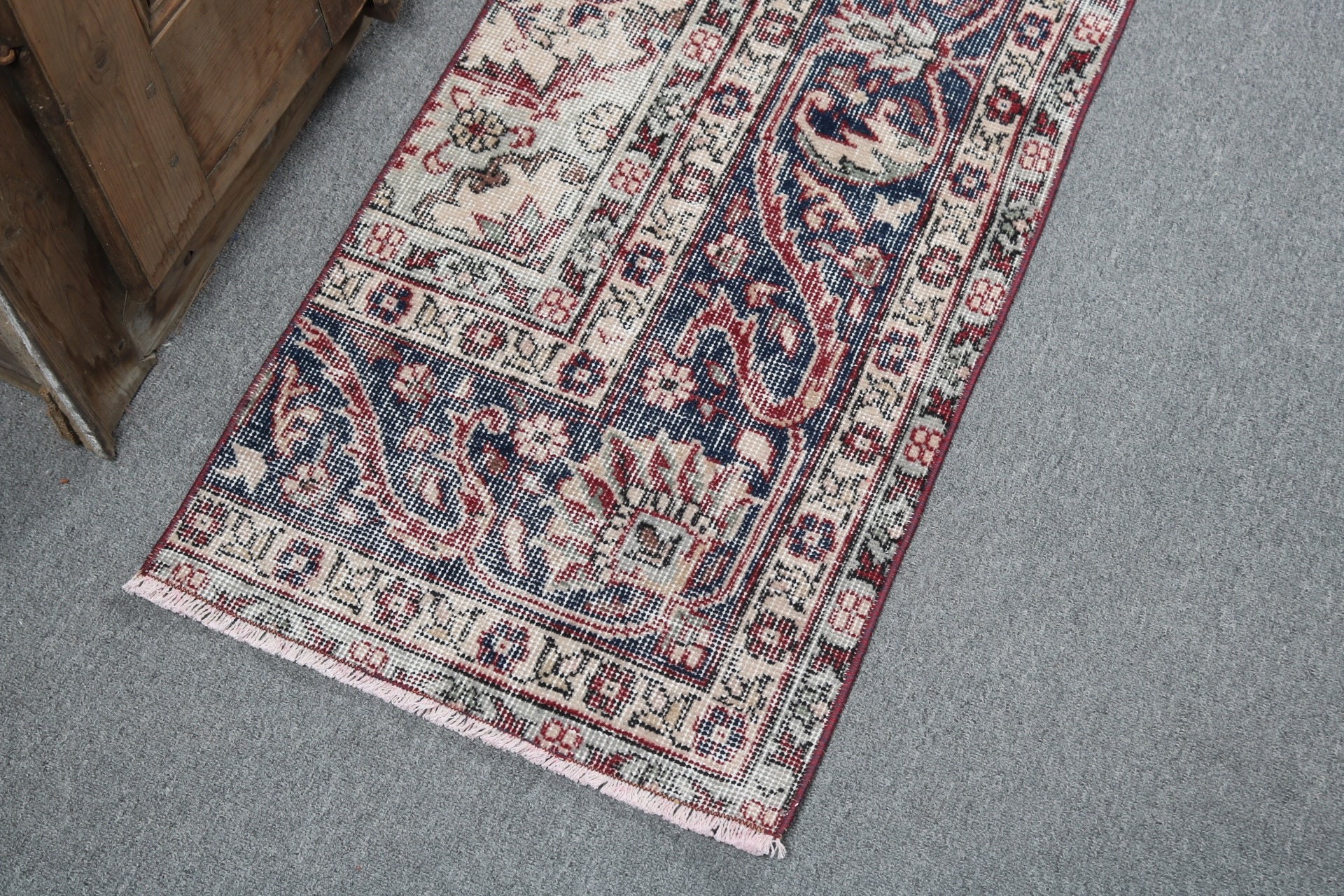 Floor Rugs, Anatolian Rugs, Vintage Rug, Small Area Rug, Turkish Rug, Blue Neutral Rugs, 1.6x3.2 ft Small Rugs, Tribal Rugs, Door Mat Rug