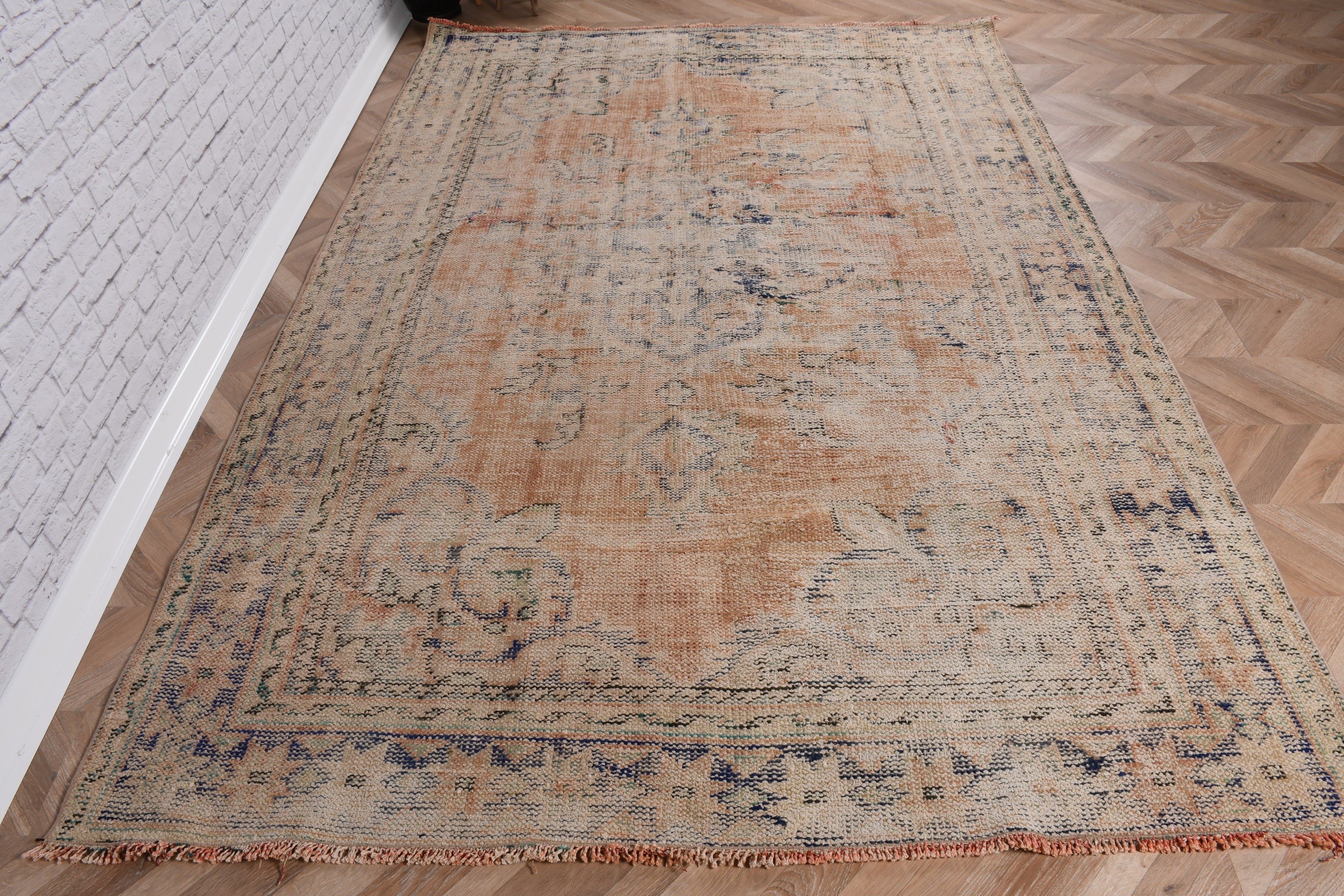 Büyük Oushak Halı, Boho Halı, Bej Modern Halılar, Oushak Halı, Türk Halısı, 5.7x8.4 ft Büyük Halılar, Vintage Halı, El Dokuma Halı, Oturma Odası Halıları