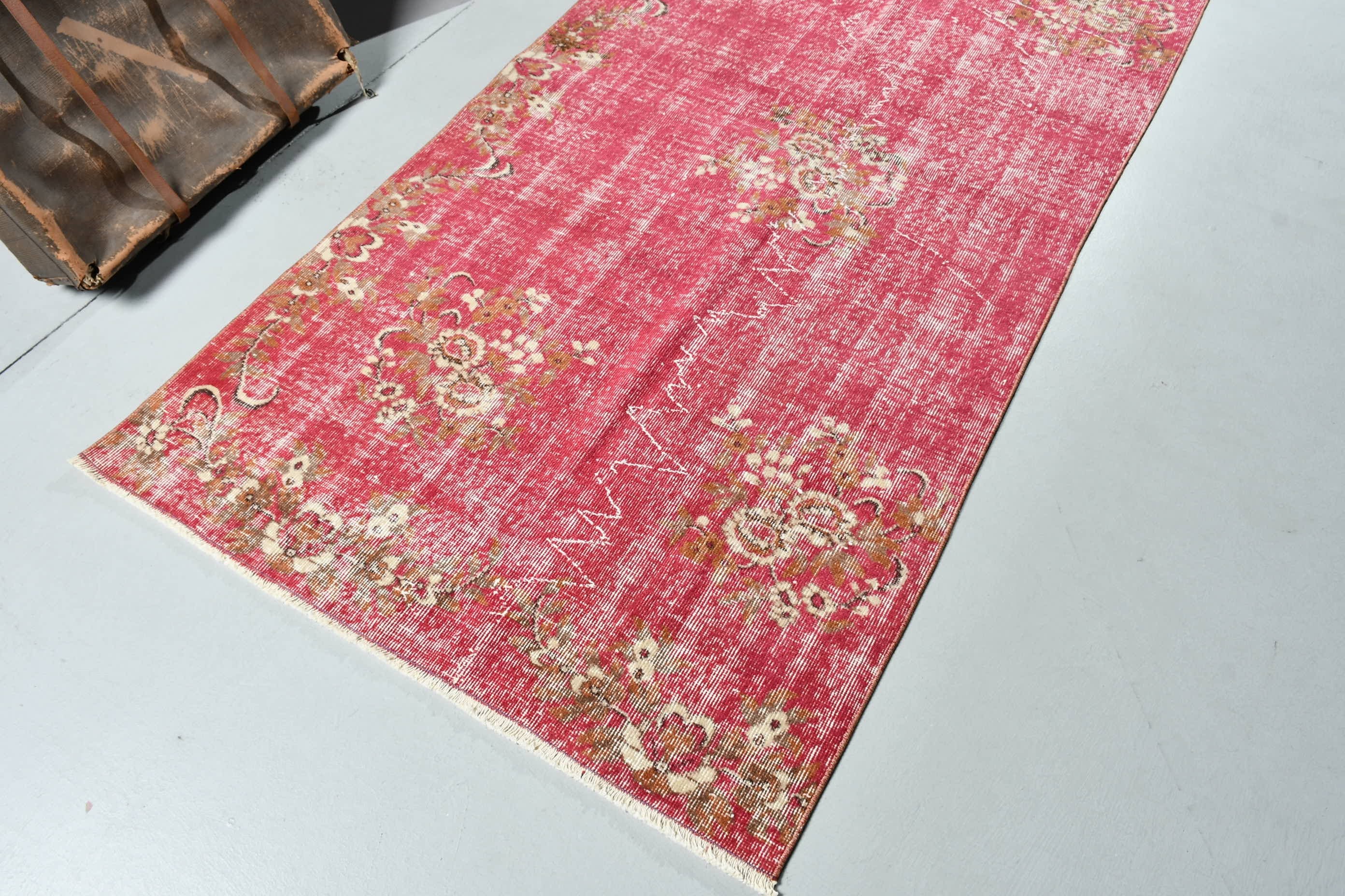 Vintage Rug, 3.8x7.8 ft Area Rugs, Home Decor Rugs, Pink Anatolian Rug, Bedroom Rugs, Turkish Rug, Indoor Rug, Rugs for Dining Room