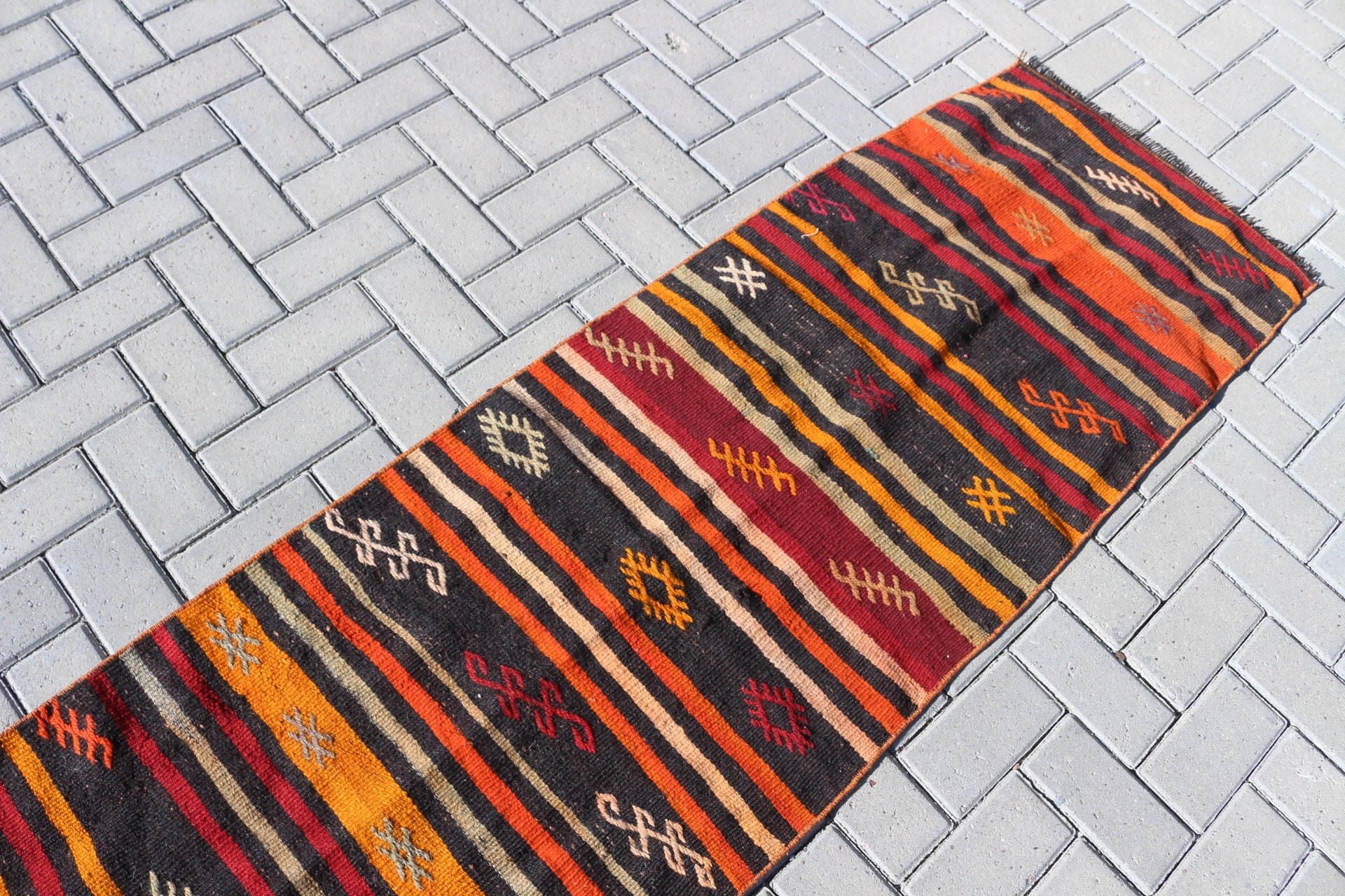 Kilim, Parlak Halı, Koridor Halısı, Koridor Halısı, Vintage Halılar, Yer Halıları, Yün Halılar, Siyah Oryantal Halı, 2x11 ft Yolluk Halısı, Türk Halıları