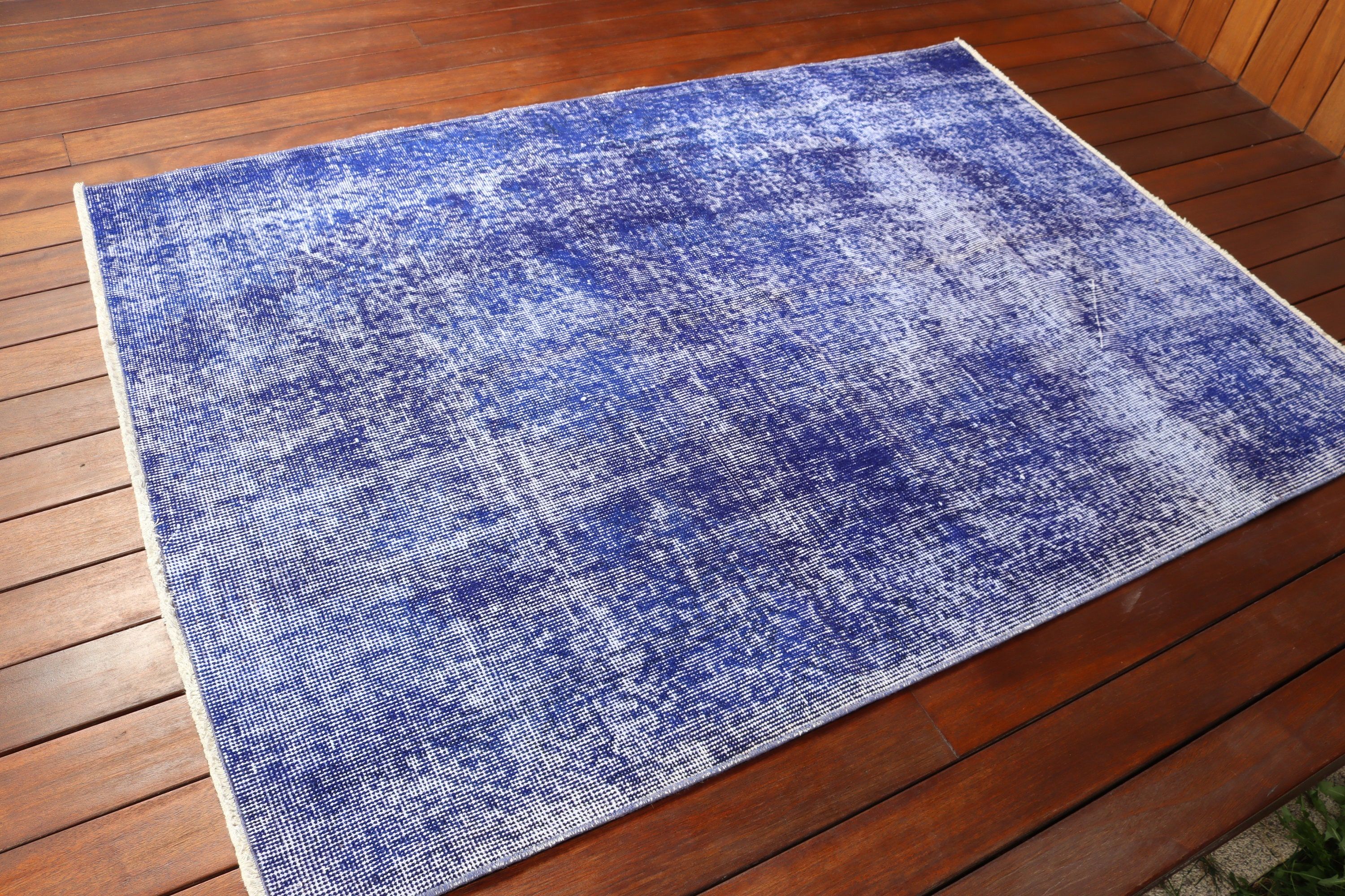 Blue Neutral Rug, Decorative Rug, Luxury Rug, Rugs for Vintage Accent, Turkish Rug, Vintage Rugs, 3.8x5.3 ft Accent Rug