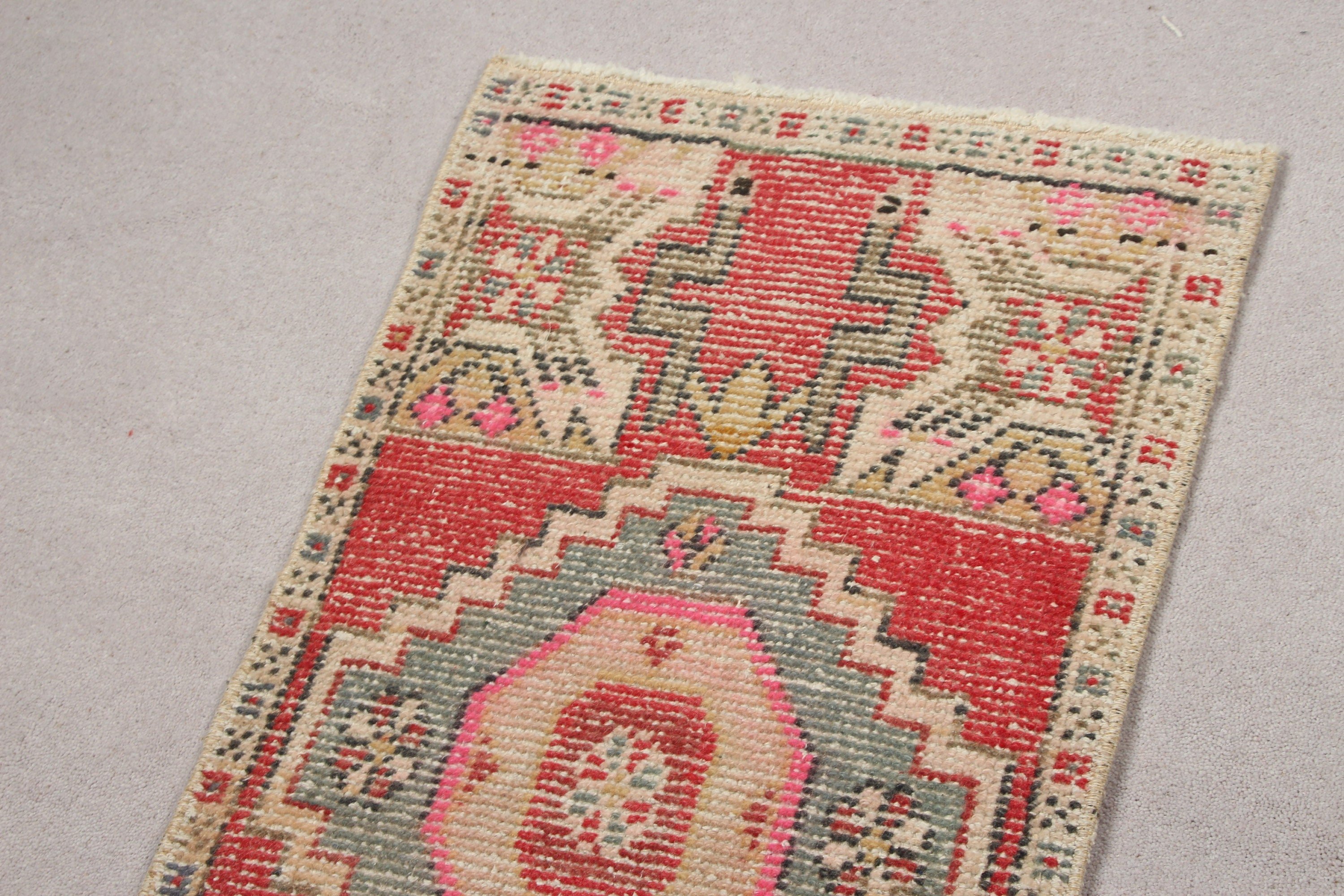 Vintage Rugs, 1.5x2.9 ft Small Rug, Antique Rug, Door Mat Rugs, Rugs for Bedroom, Red Kitchen Rugs, Bath Rug, Turkish Rug, Wool Rug