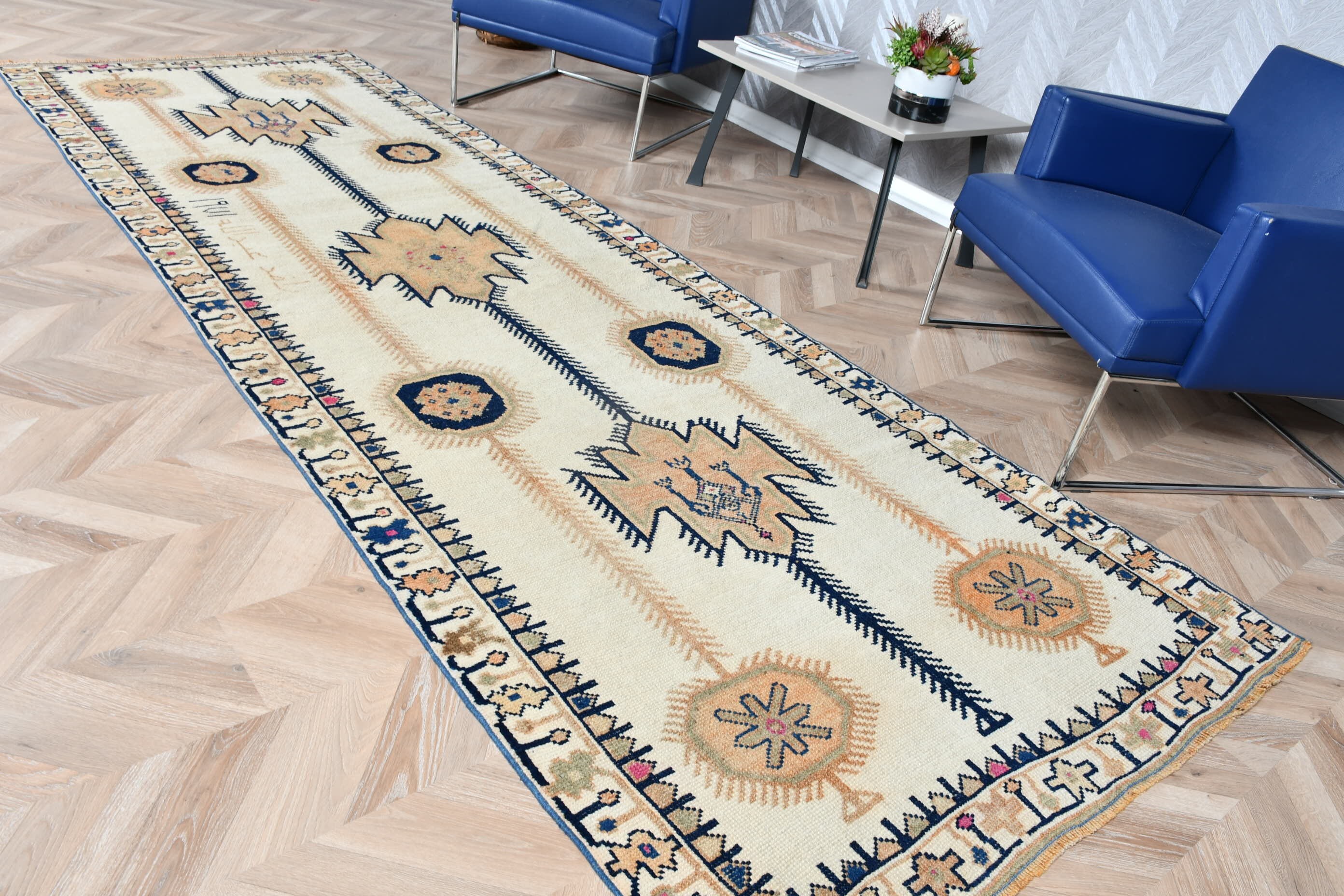 Kitchen Rugs, 4x11.4 ft Runner Rug, Hallway Rugs, Beige Kitchen Rug, Floor Rug, Corridor Rugs, Rugs for Runner, Vintage Rug, Turkish Rugs