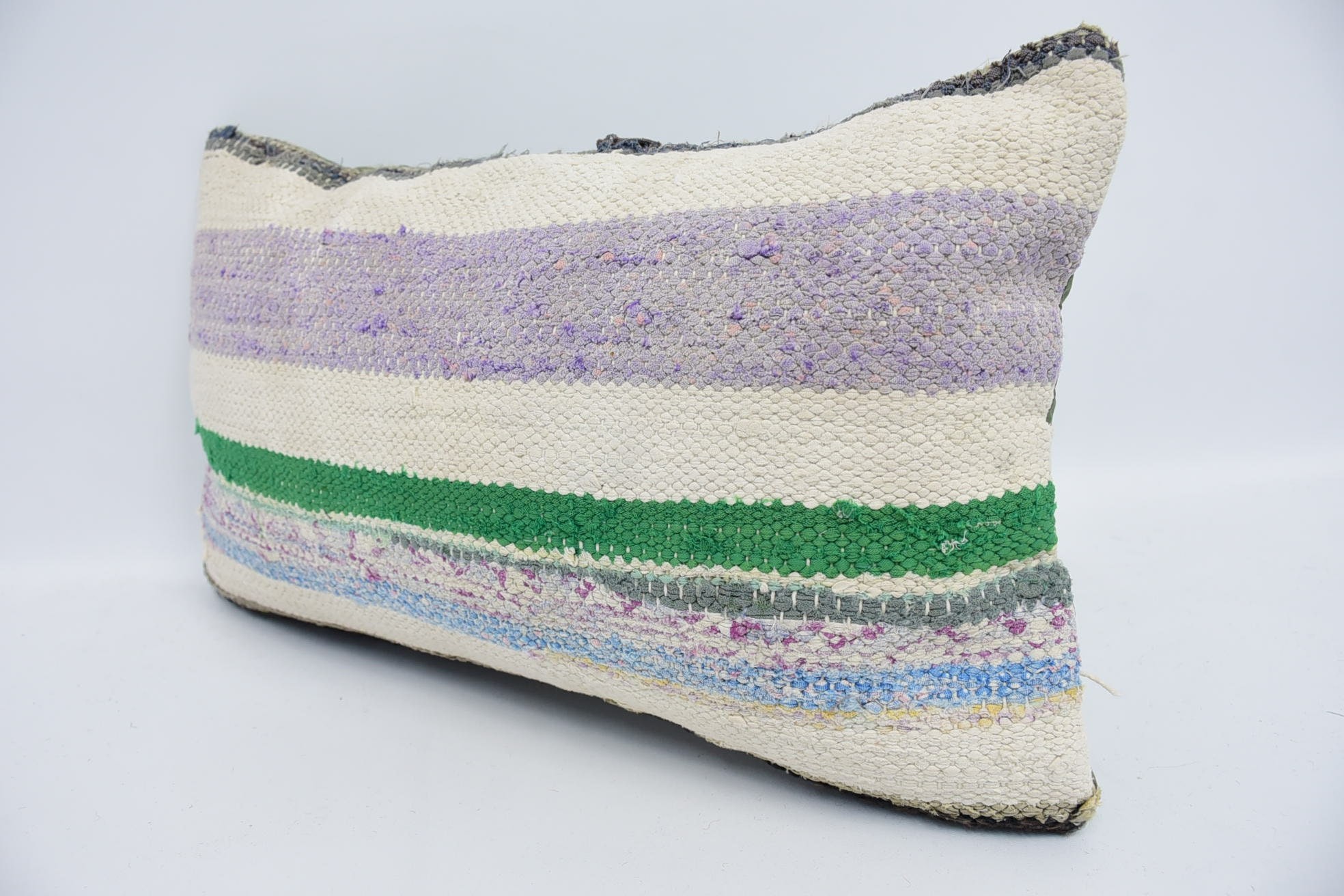 Ethnic Cushion, Gift Pillow, Interior Designer Pillow, Bolster Throw Cushion Cover, 12"x20" Blue Cushion Case, Kilim Cushion Sham