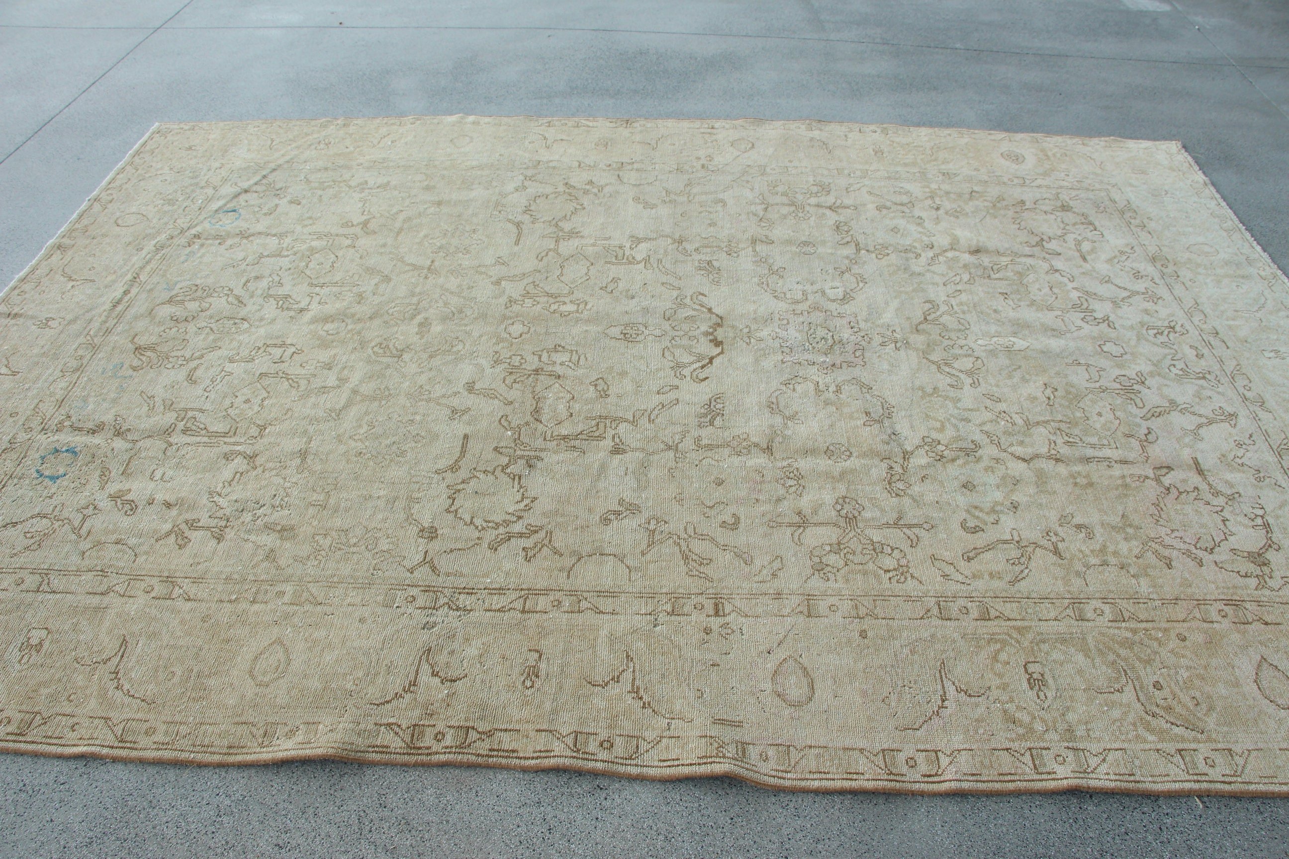 Beige Flatweave Rug, Neutral Rugs, Turkey Rug, Turkish Rugs, Salon Rugs, Vintage Rug, 6.8x9.9 ft Large Rugs, Large Boho Rugs, Geometric Rug