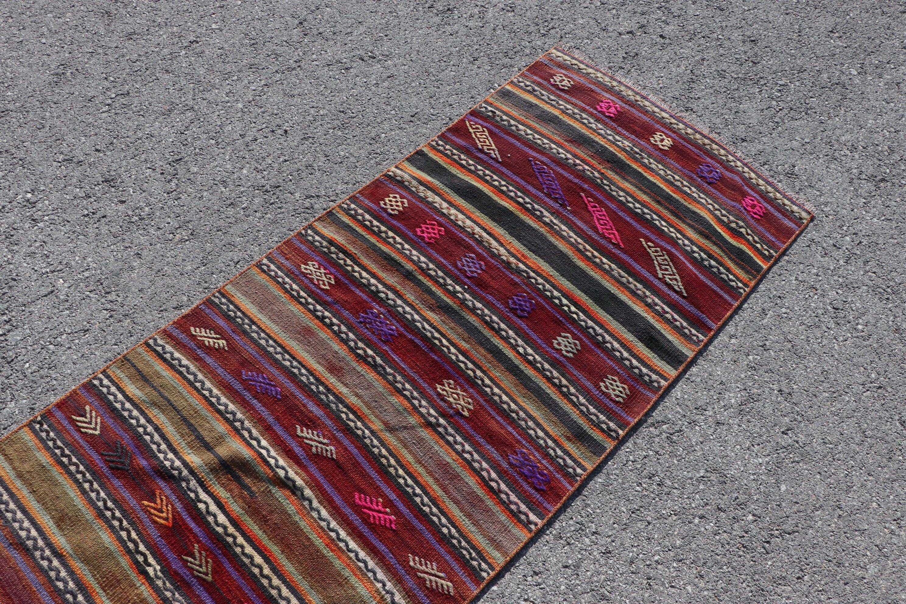 Home Decor Rugs, Hallway Rug, 2.3x10.6 ft Runner Rug, Cute Rug, Brown Cool Rug, Kilim, Bedroom Rugs, Vintage Rug, Corridor Rug, Turkish Rug