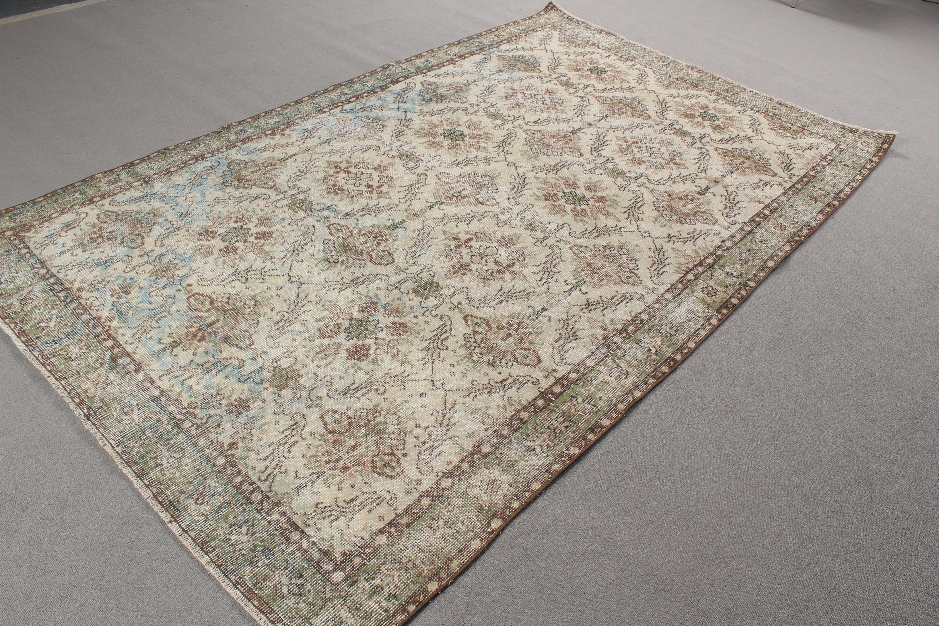 Türk Halıları, Oturma Odası Halısı, Vintage Halılar, Oryantal Halı, 5.5x8.9 ft Büyük Halı, Modern Halı, Büyük Oushak Halı, Bej Ev Dekor Halıları