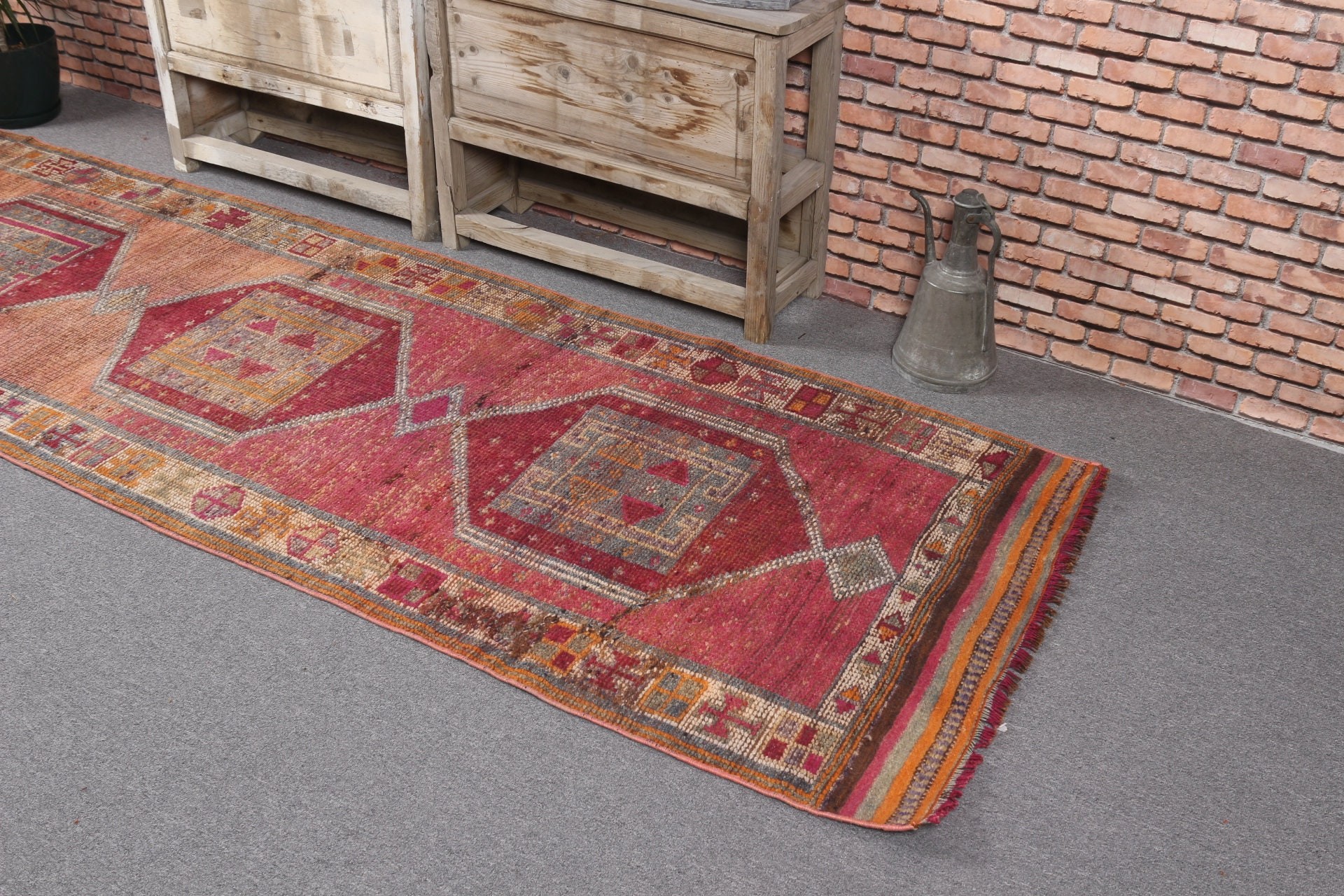 Vintage Halılar, Mor Oushak Halıları, Fas Halısı, Koridor Halıları, Türk Halısı, Mutfak Halısı, Yün Halısı, 3,1x9,8 ft Runner Halıları, Etnik Halılar