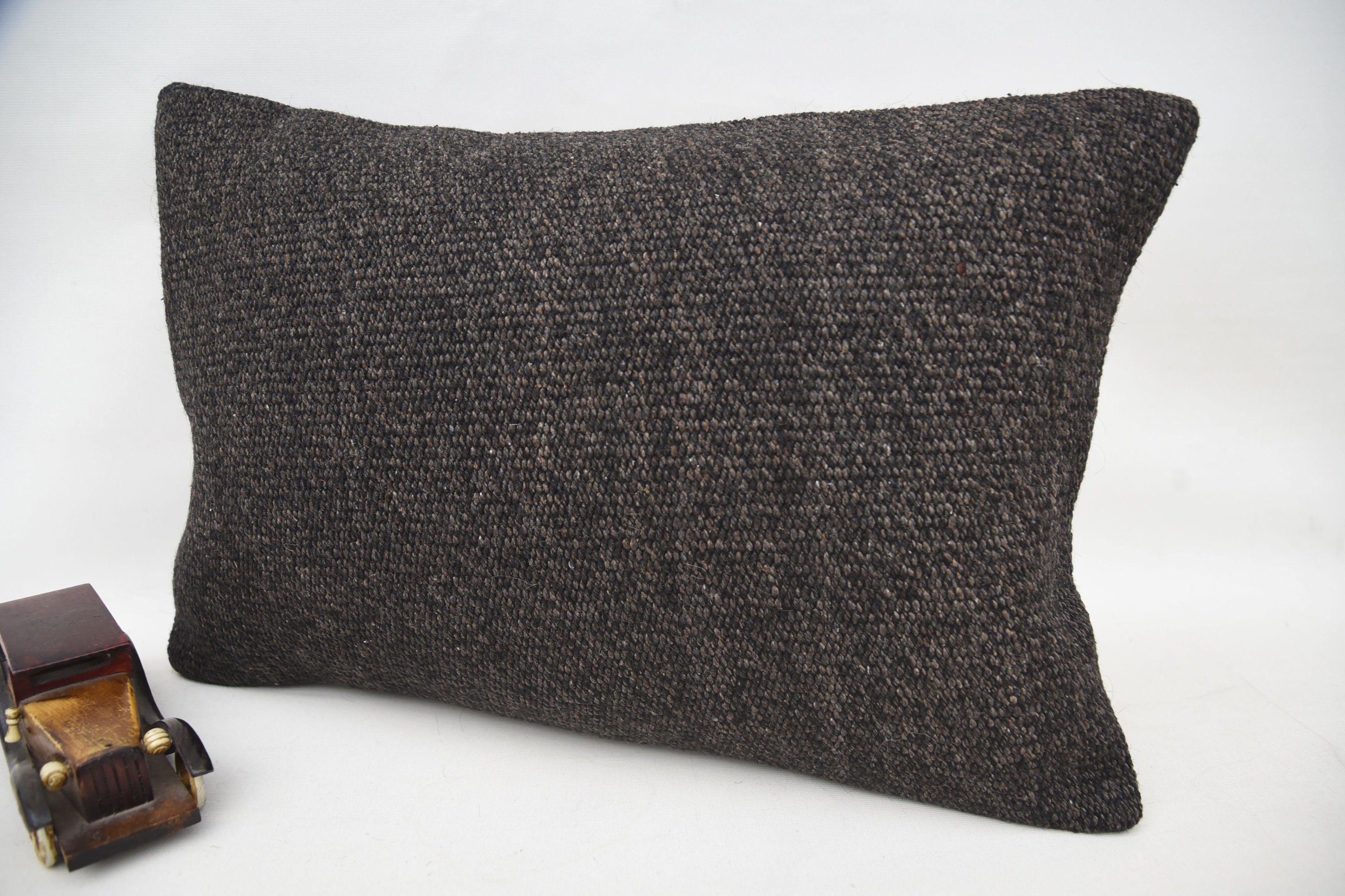 Vintage Pillow, Rustic Pillow, Handmade Kilim Cushion, Interior Designer Pillow, Neutral Pillow, 16"x24" Brown Pillow Case